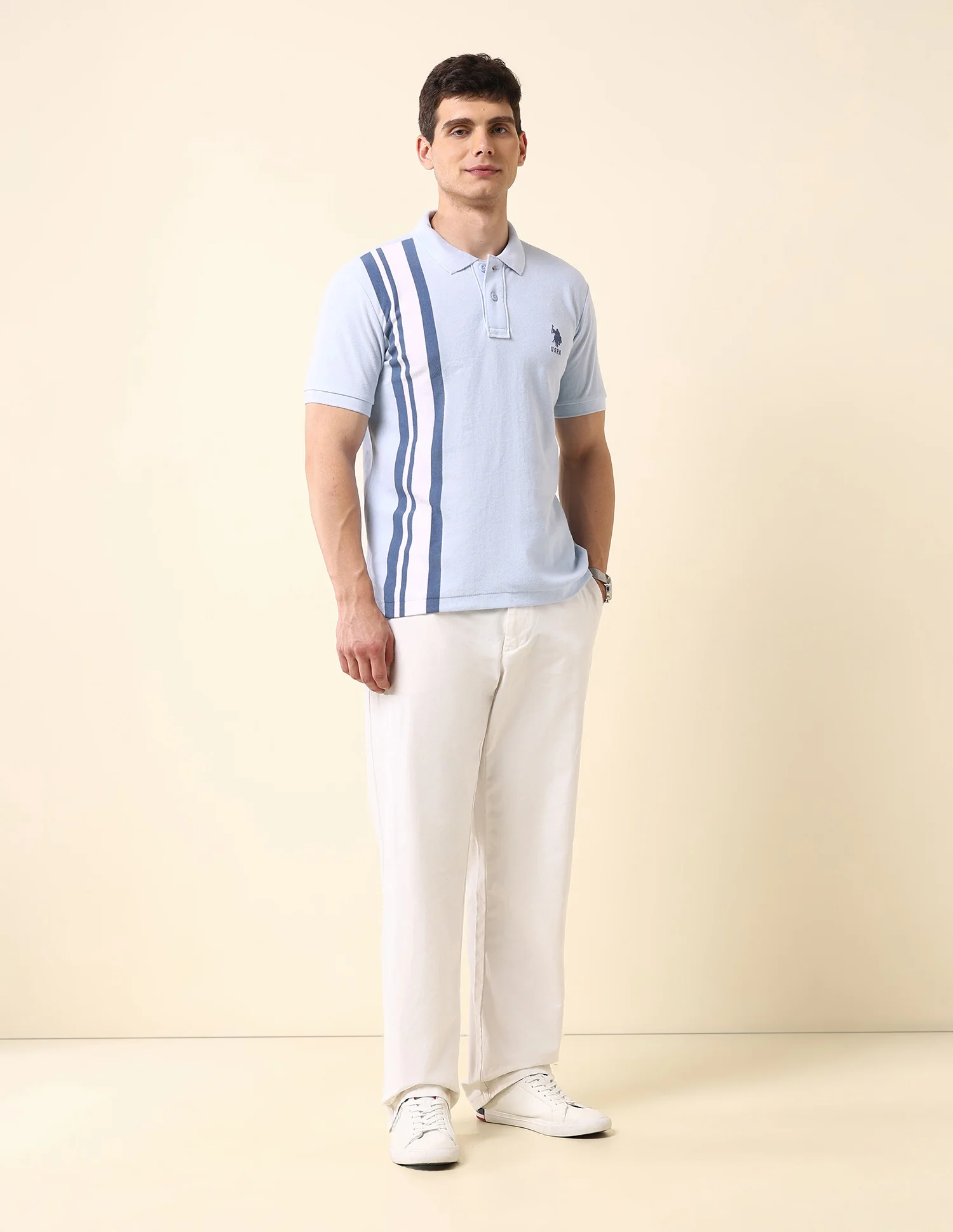 Vertical Striped Classic Polo Shirt - Image 3