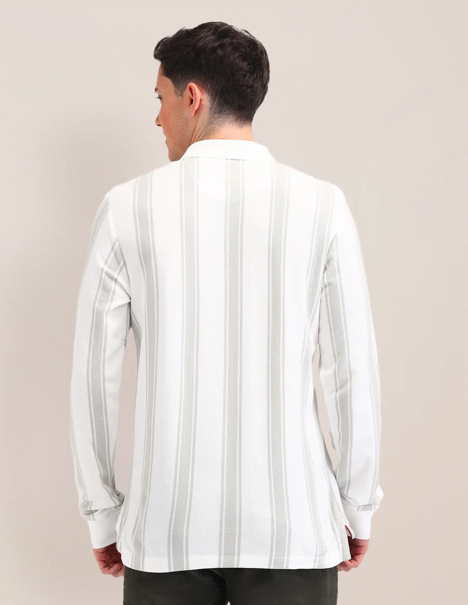 Vertical Striped Cotton Polo Shirt - Image 5