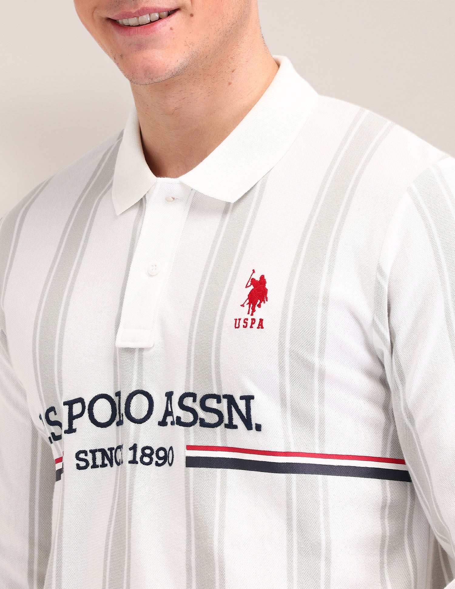 Vertical Striped Cotton Polo Shirt - Image 7