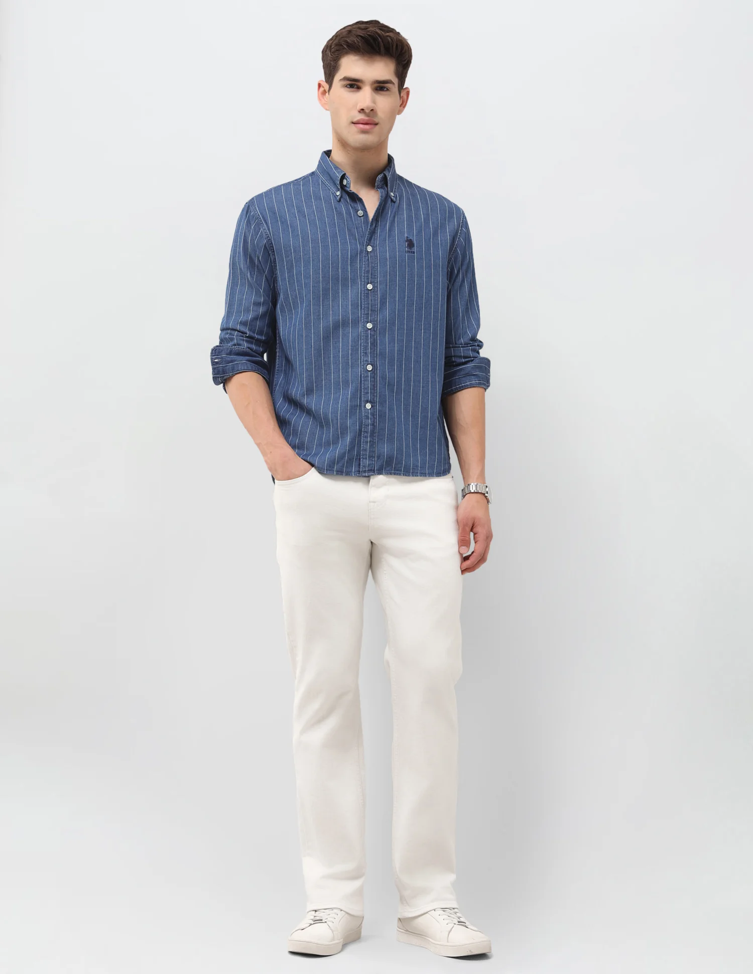 Vertical Striped Dobby Shirt - Image 3