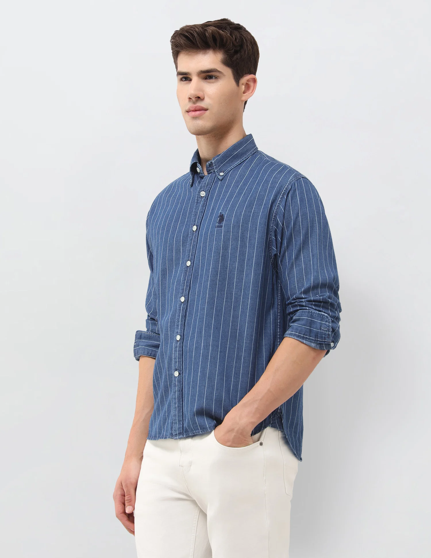 Vertical Striped Dobby Shirt - Image 4