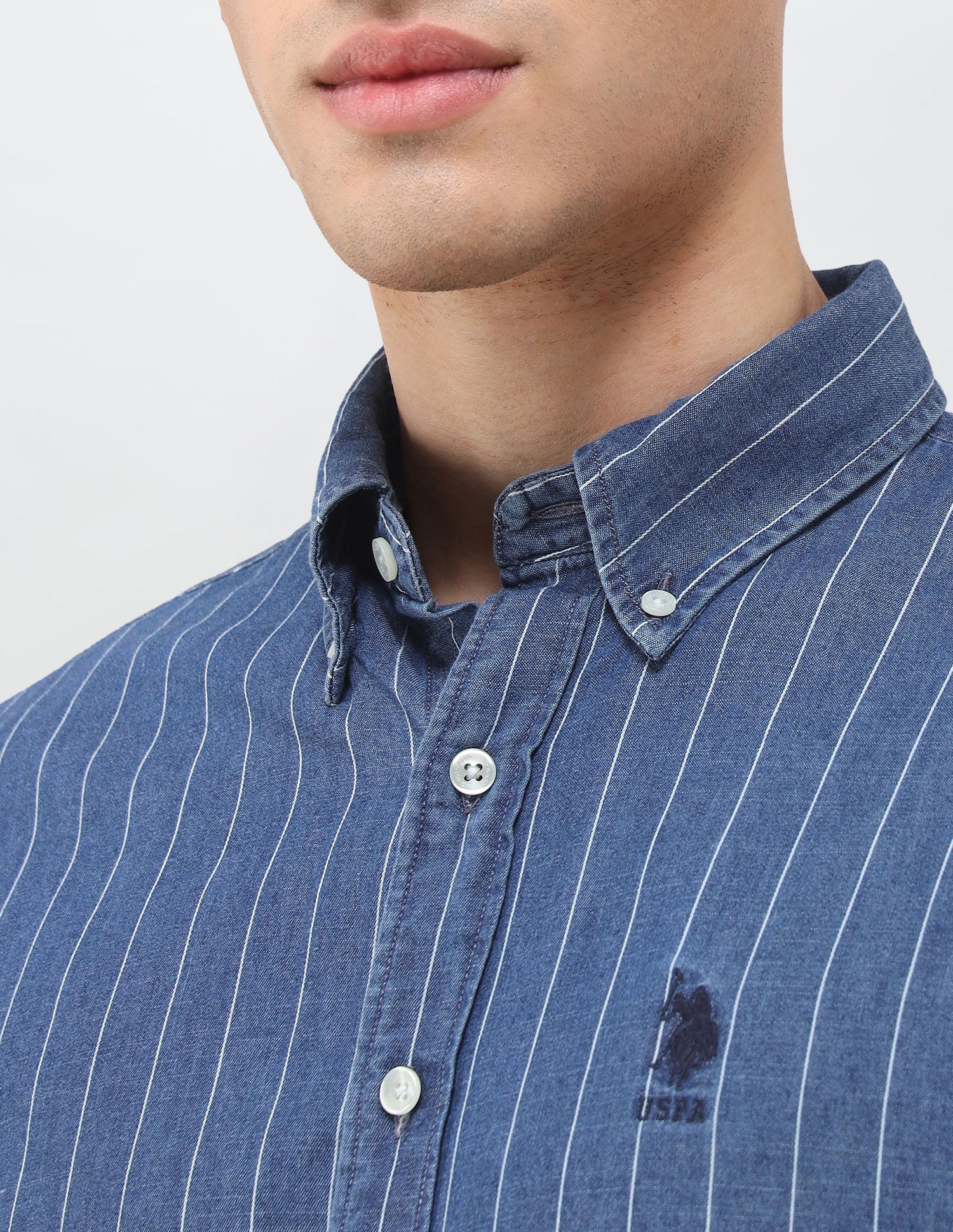 Vertical Striped Dobby Shirt - Image 7