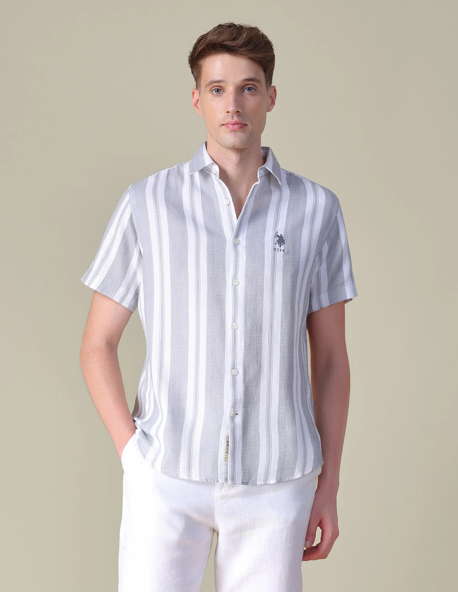 Vertical Striped Dobby Shirt - Image 6