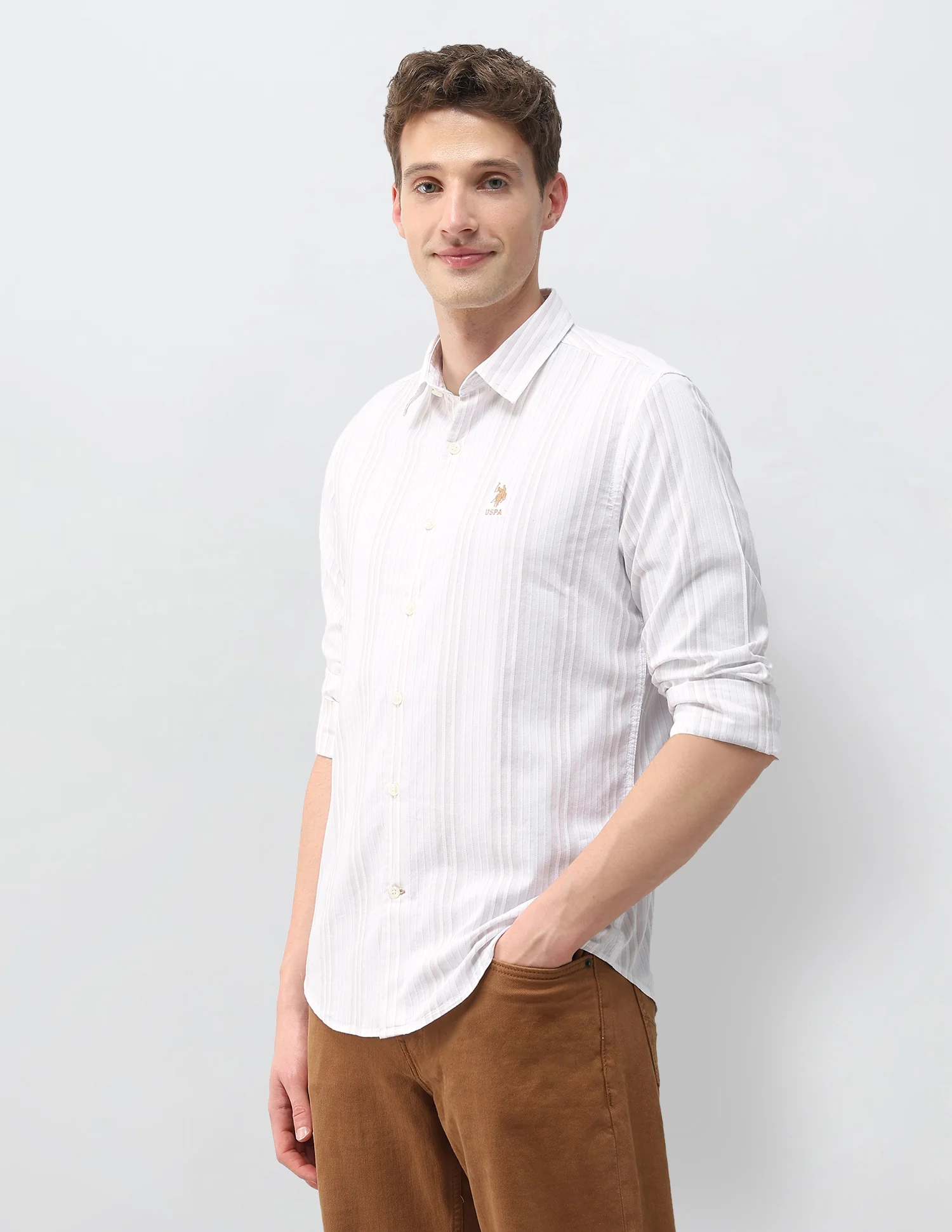 Vertical Striped Dobby Shirt - Image 4