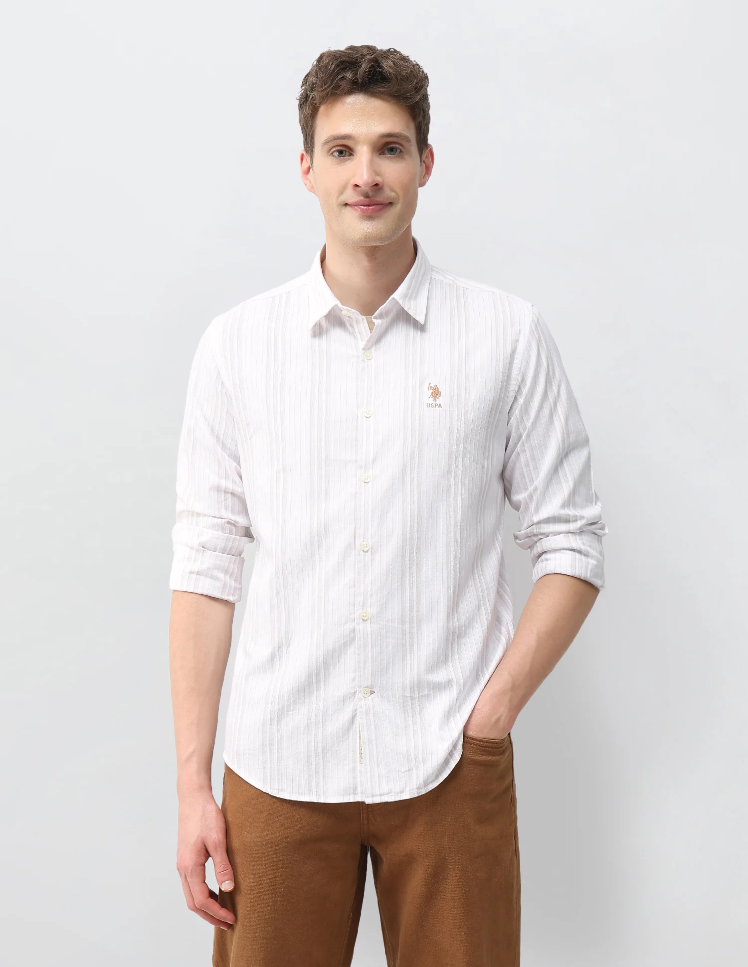 Vertical Striped Dobby Shirt - Image 6
