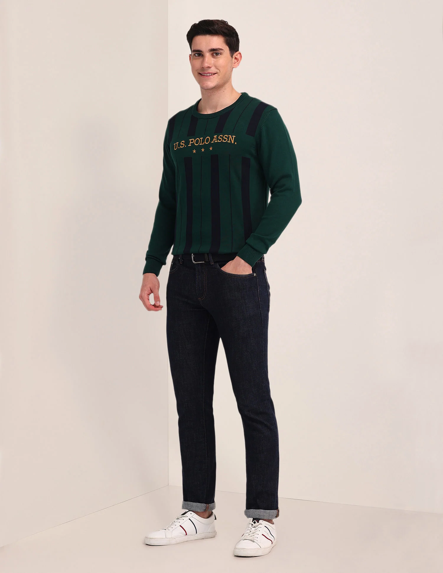 Vertical Striped Embroidered Sweater - Image 3