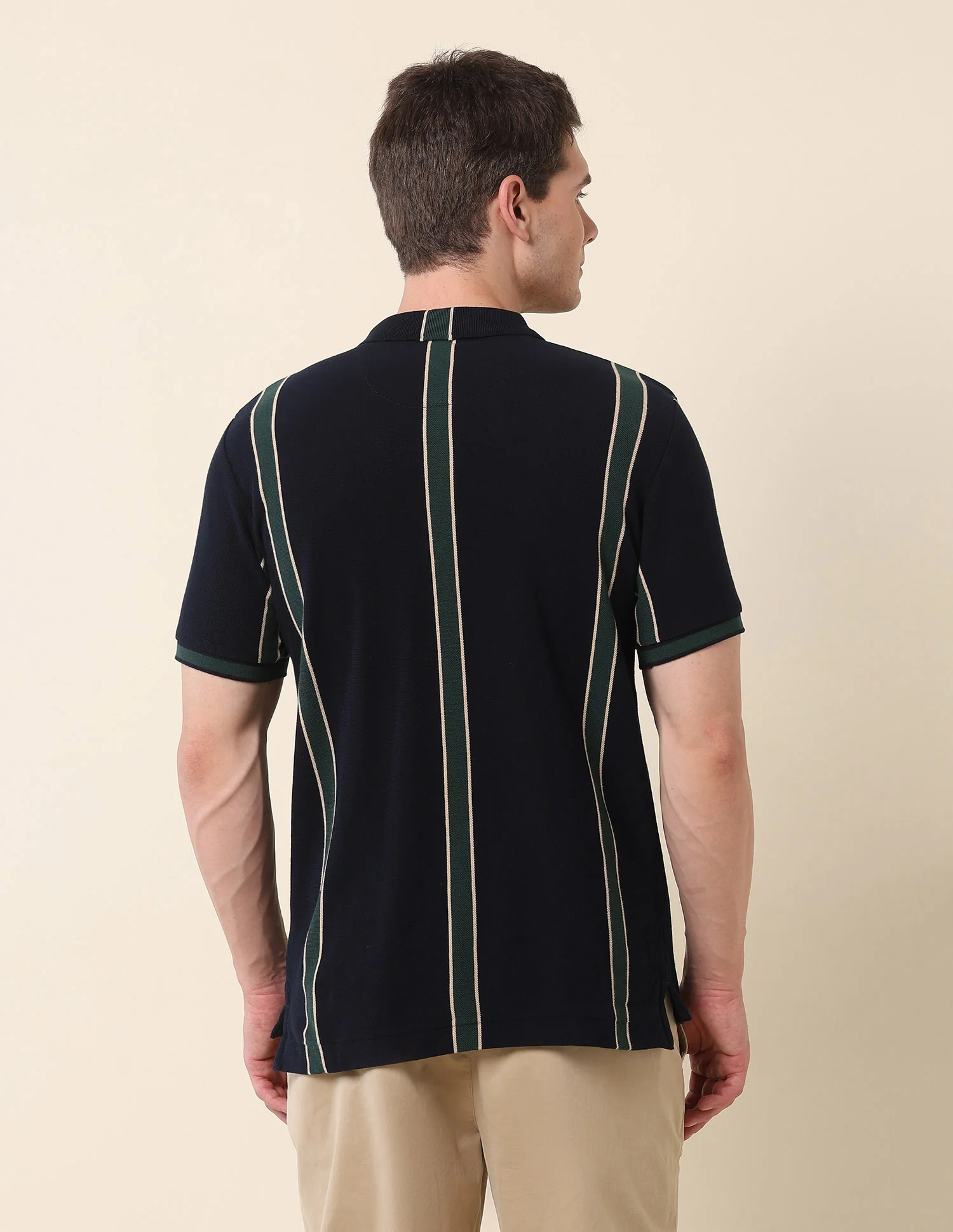 Vertical Striped Gold Cup Polo Shirt - Image 5