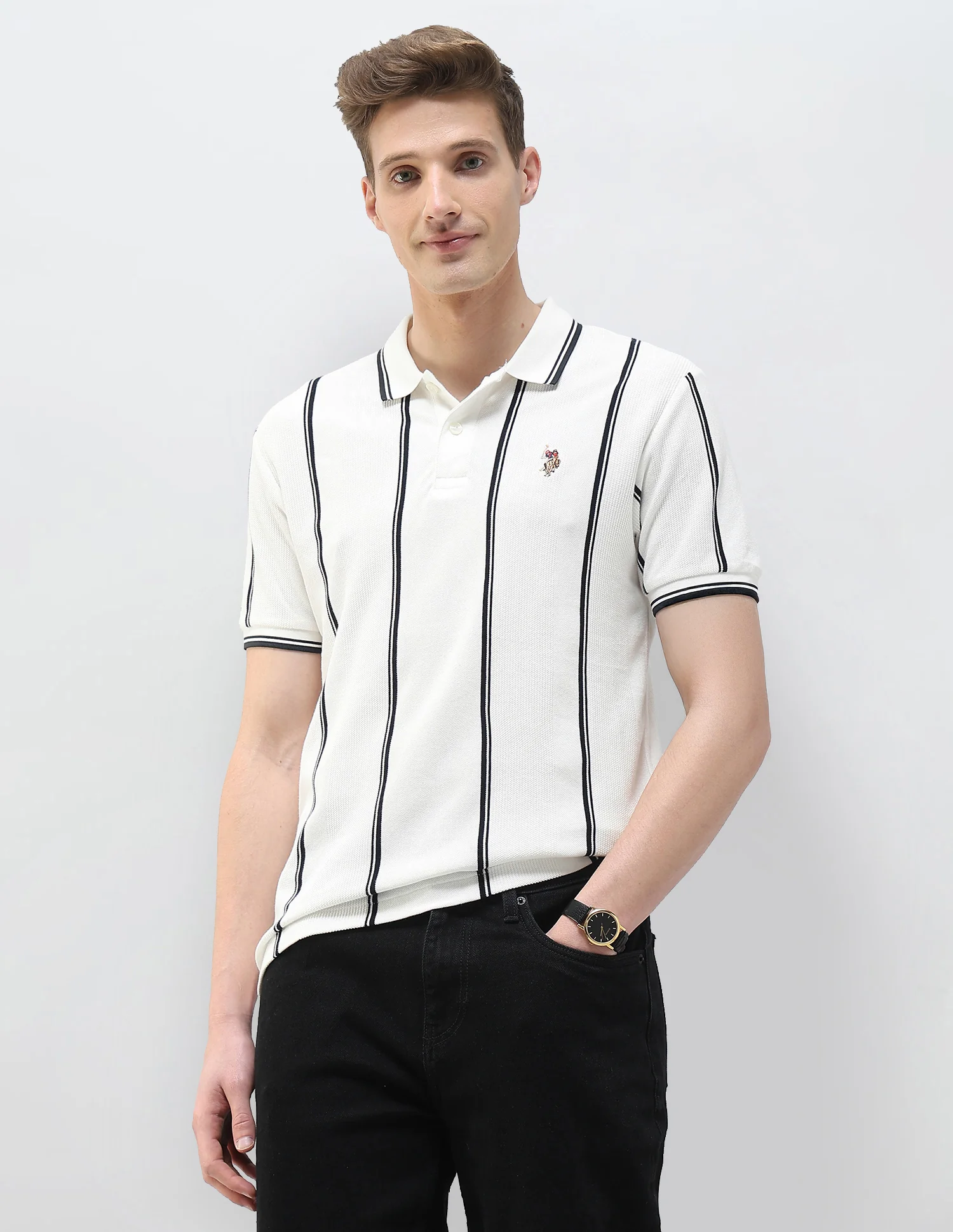 Vertical Striped Motel On The Coast Polo Shirt