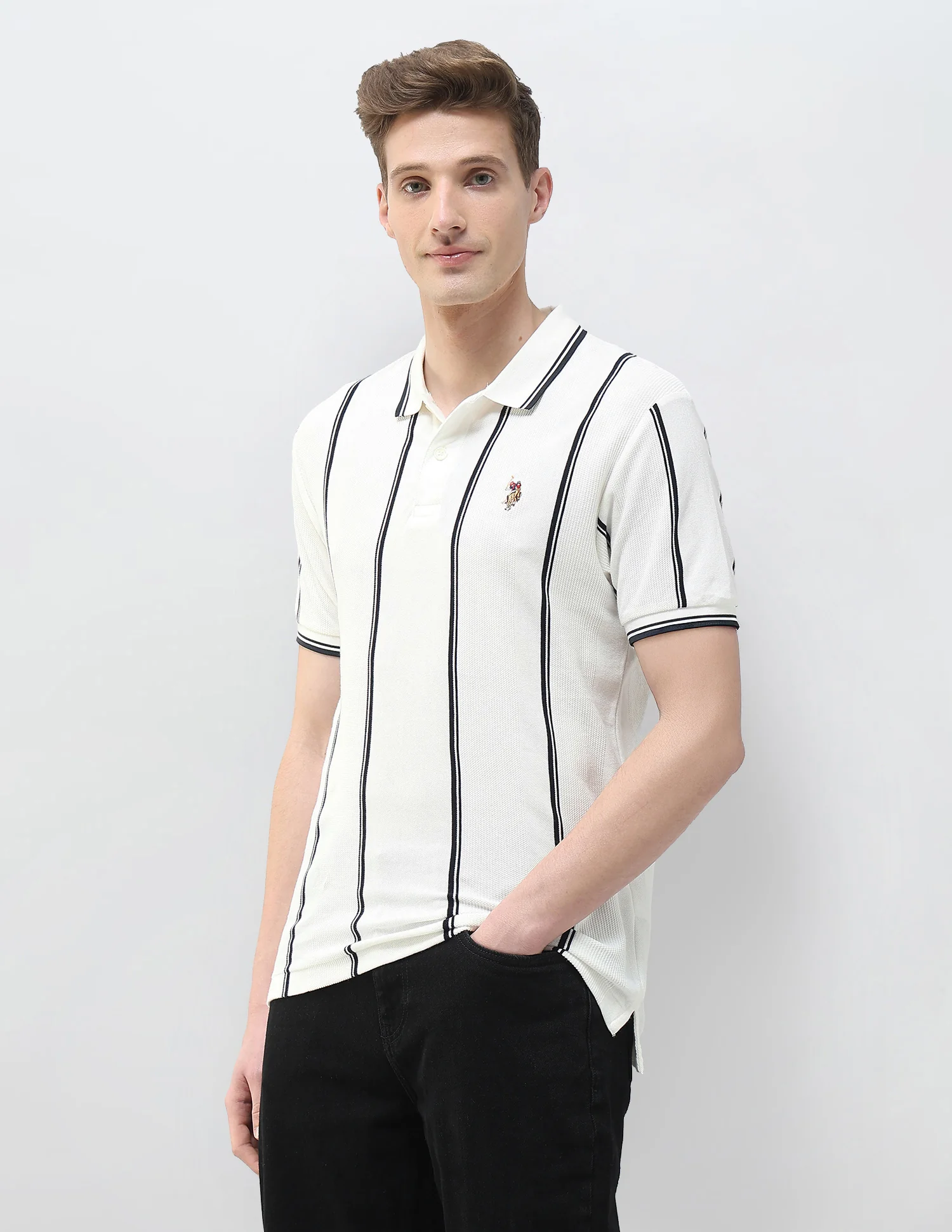 Vertical Striped Motel On The Coast Polo Shirt - Image 4