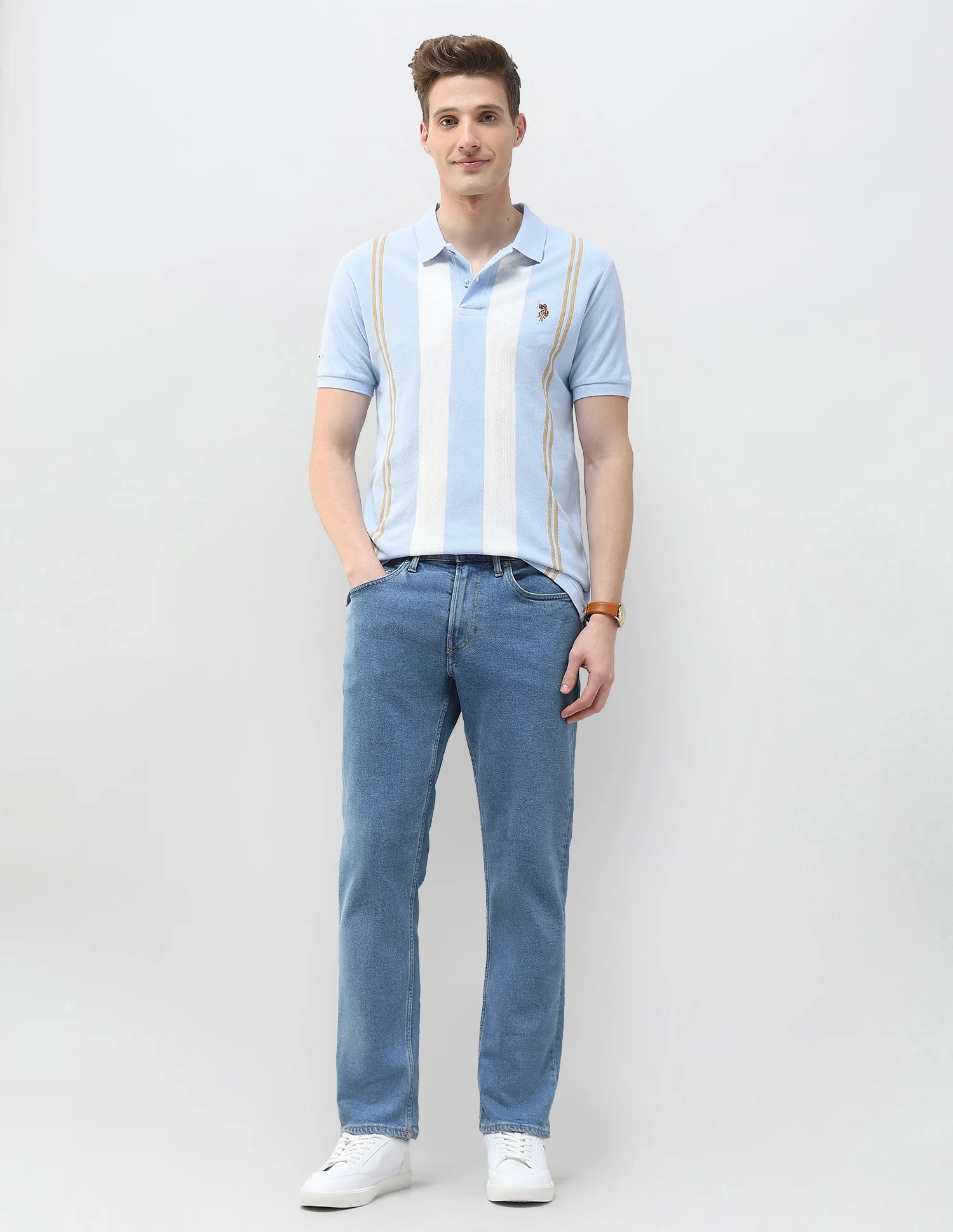Vertical Striped Motel On The Coast Polo Shirt - Image 3
