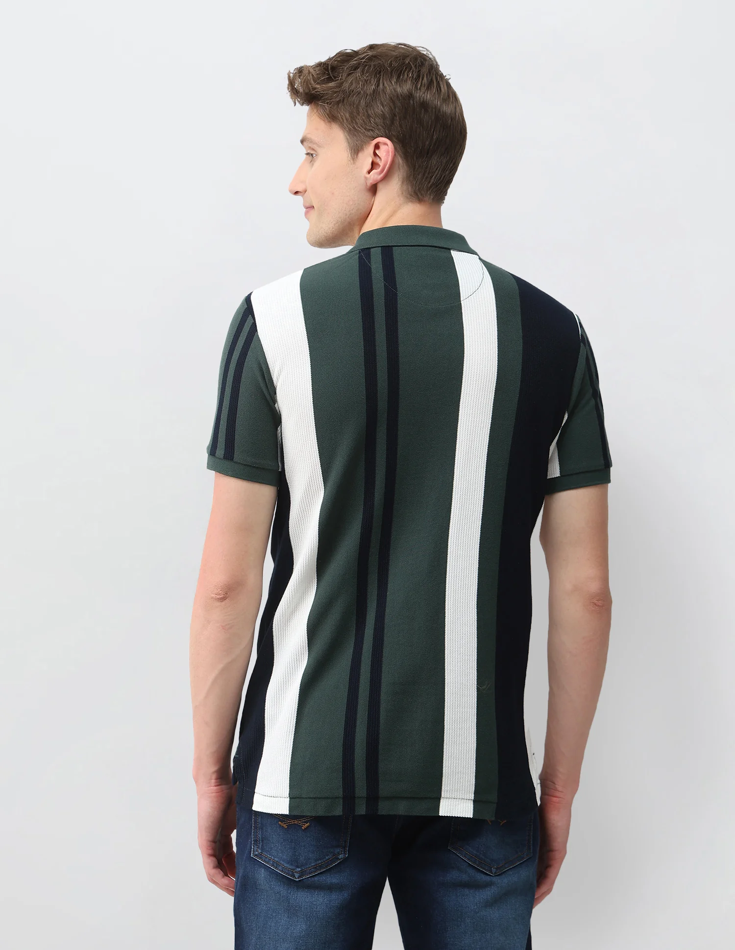 Vertical Striped Muscle Fit Polo Shirt - Image 5