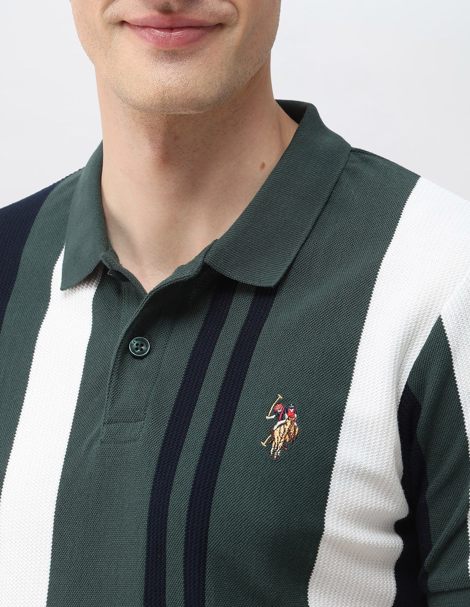 Vertical Striped Muscle Fit Polo Shirt - Image 7
