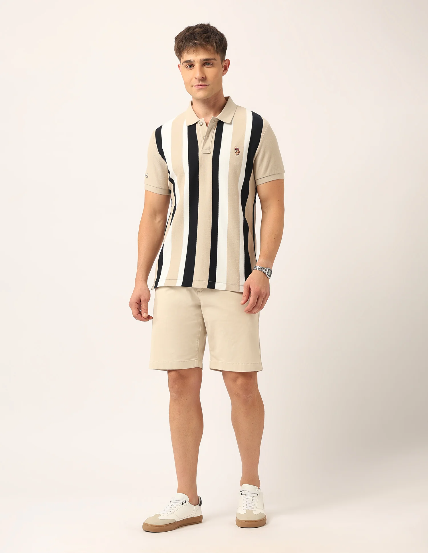 Vertical Striped Muscle Fit Polo Shirt - Image 3
