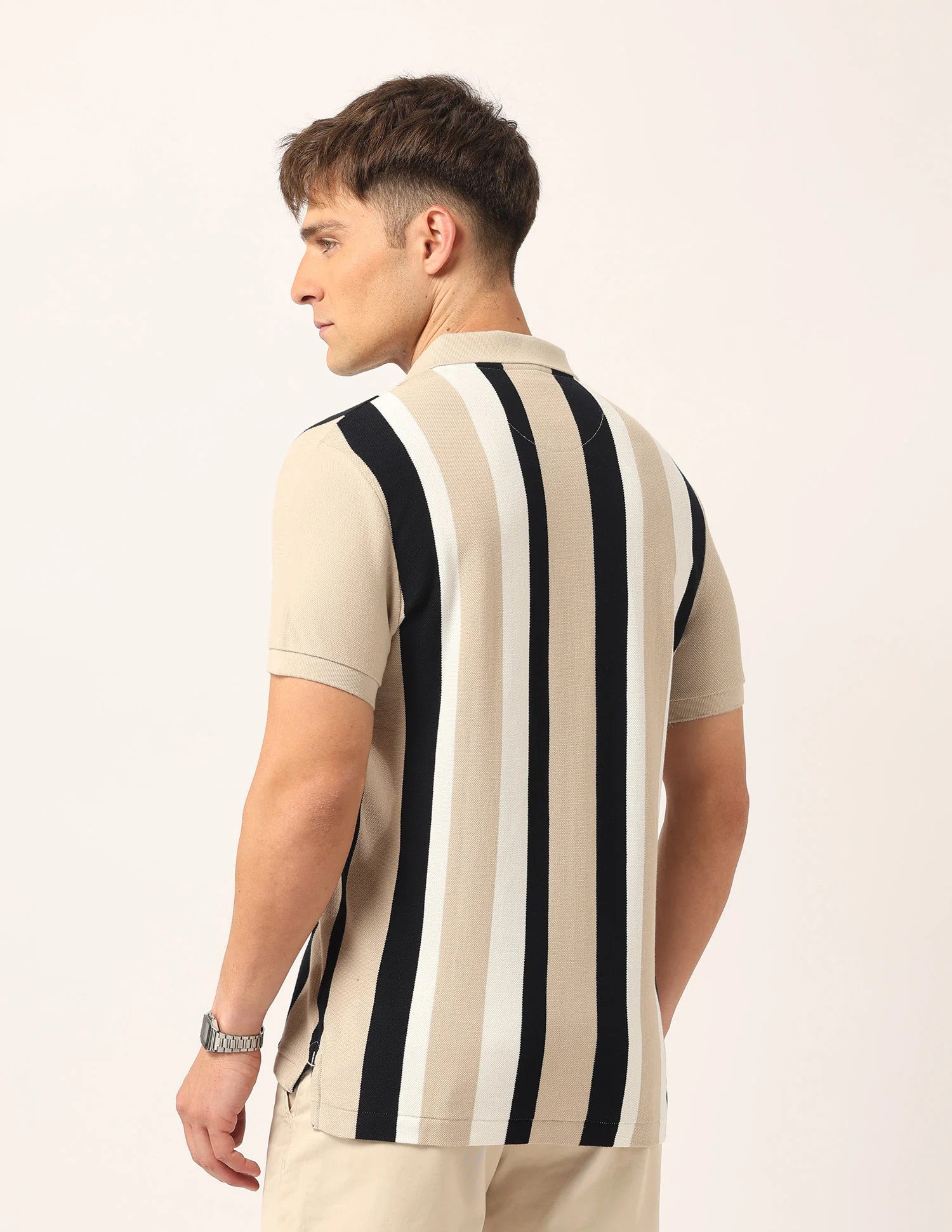 Vertical Striped Muscle Fit Polo Shirt - Image 5