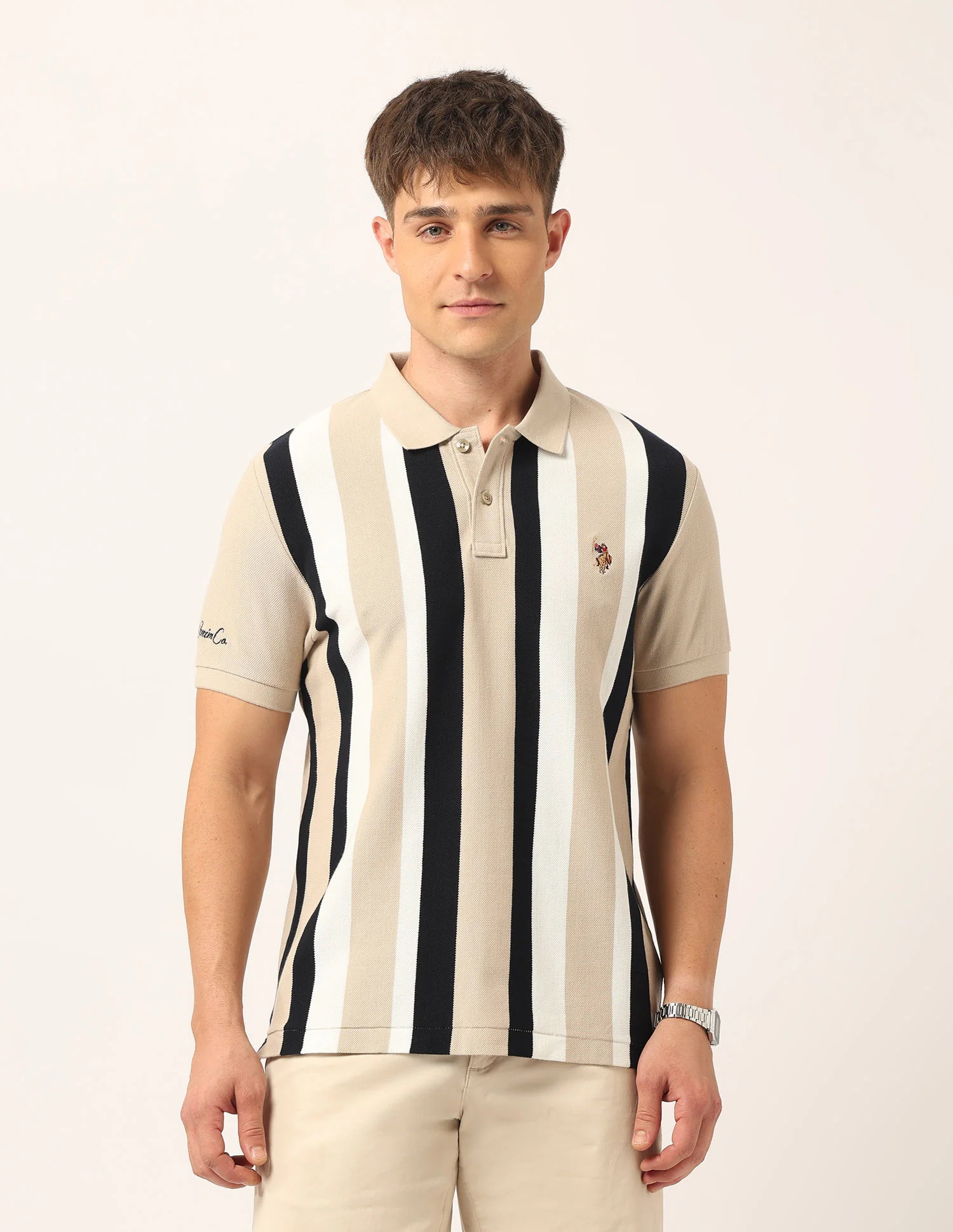 Vertical Striped Muscle Fit Polo Shirt - Image 6