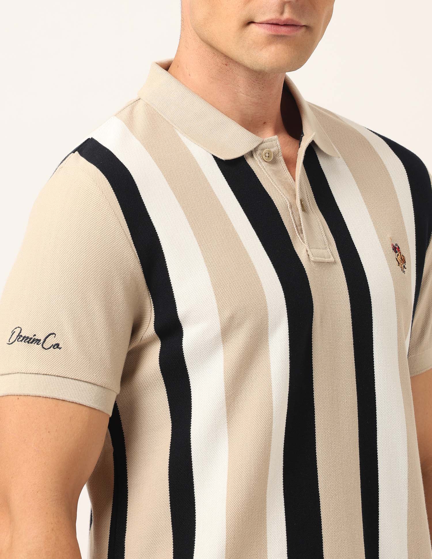 Vertical Striped Muscle Fit Polo Shirt - Image 7