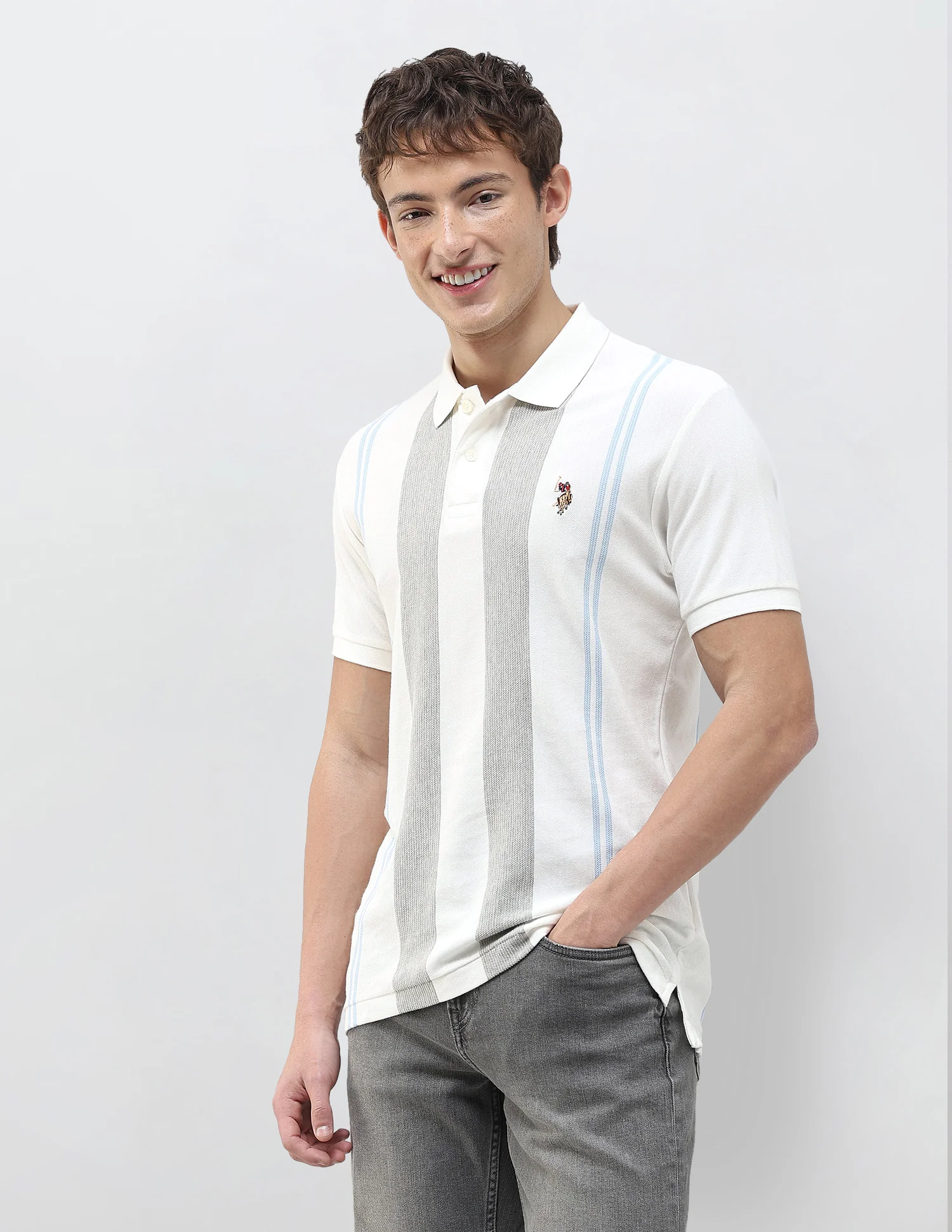 Vertical Striped Muscle Fit Polo Shirt - Image 4