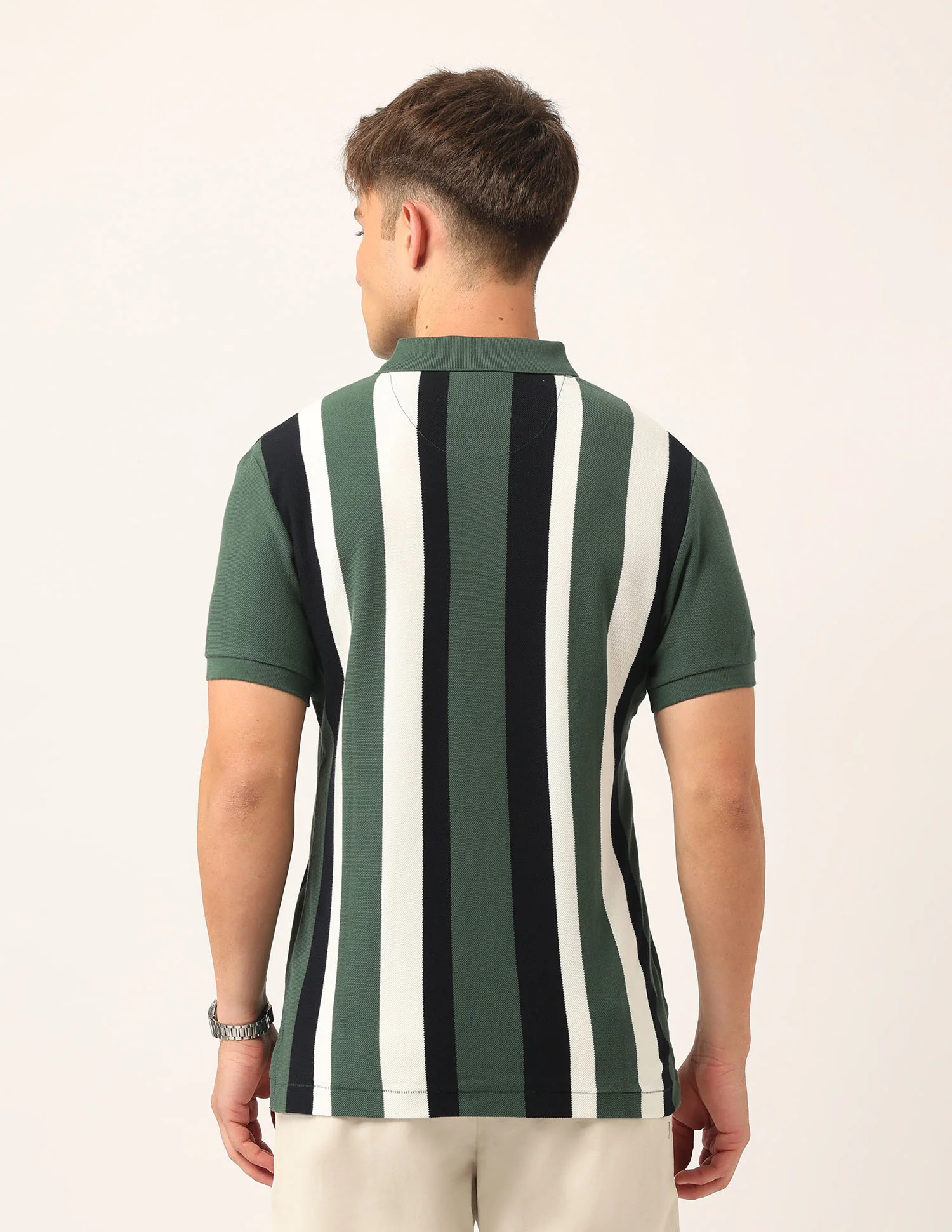 Vertical Striped Muscle Fit Polo Shirt - Image 5