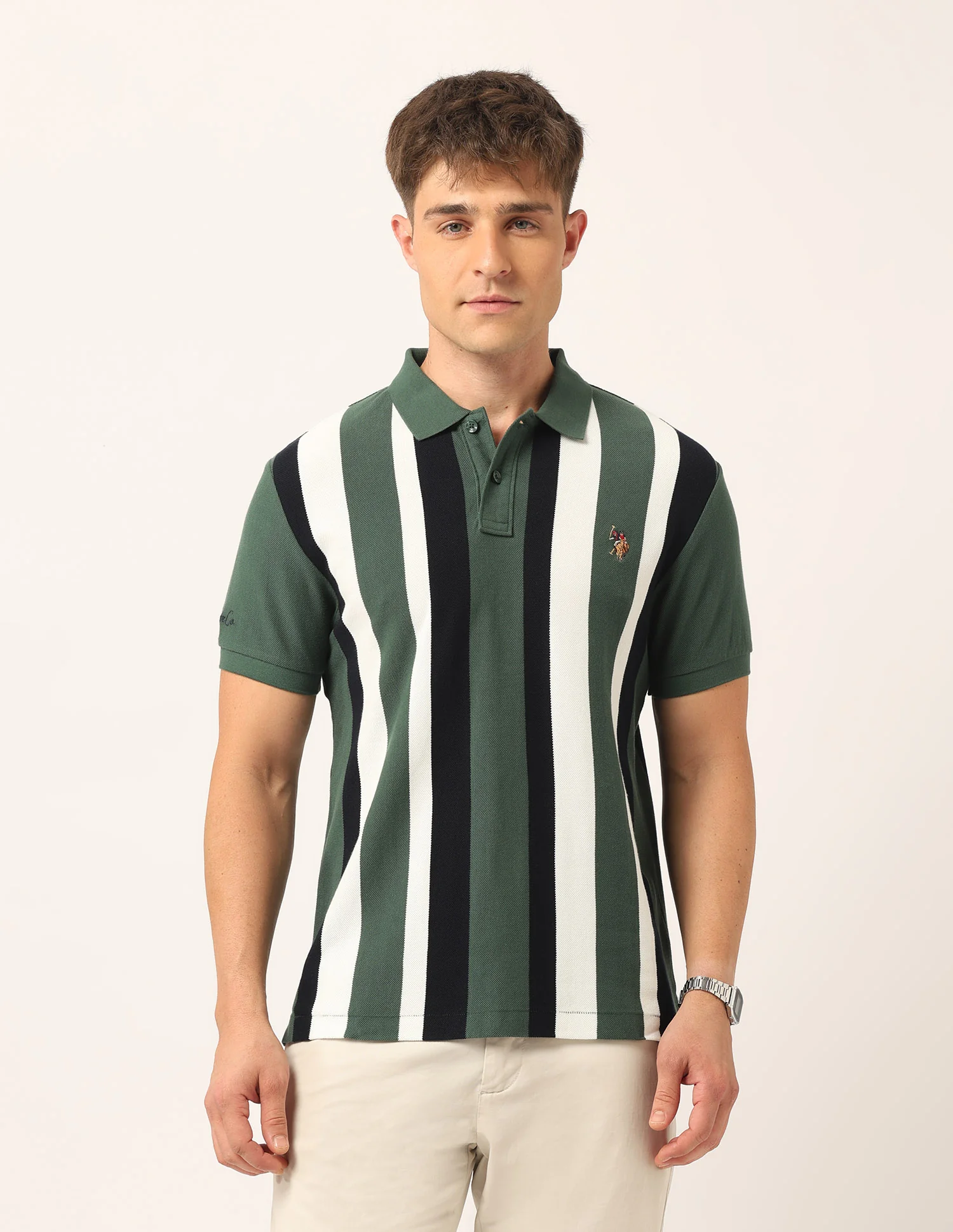 Vertical Striped Muscle Fit Polo Shirt - Image 6