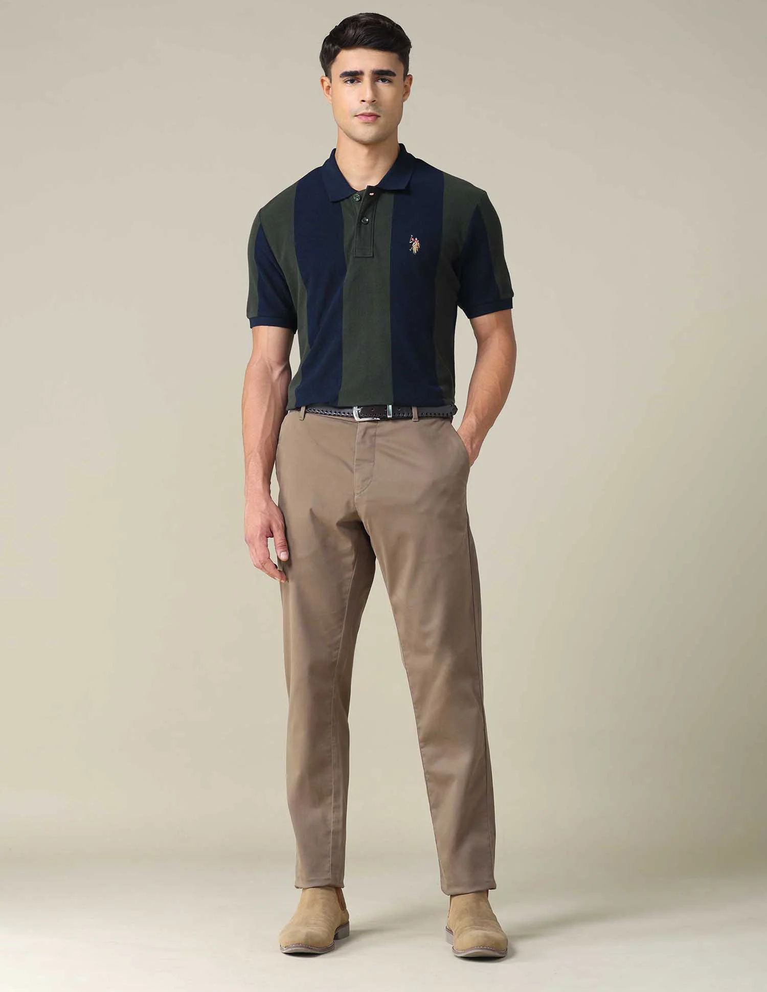 Vertical Striped Muscle Fit Polo Shirt - Image 3