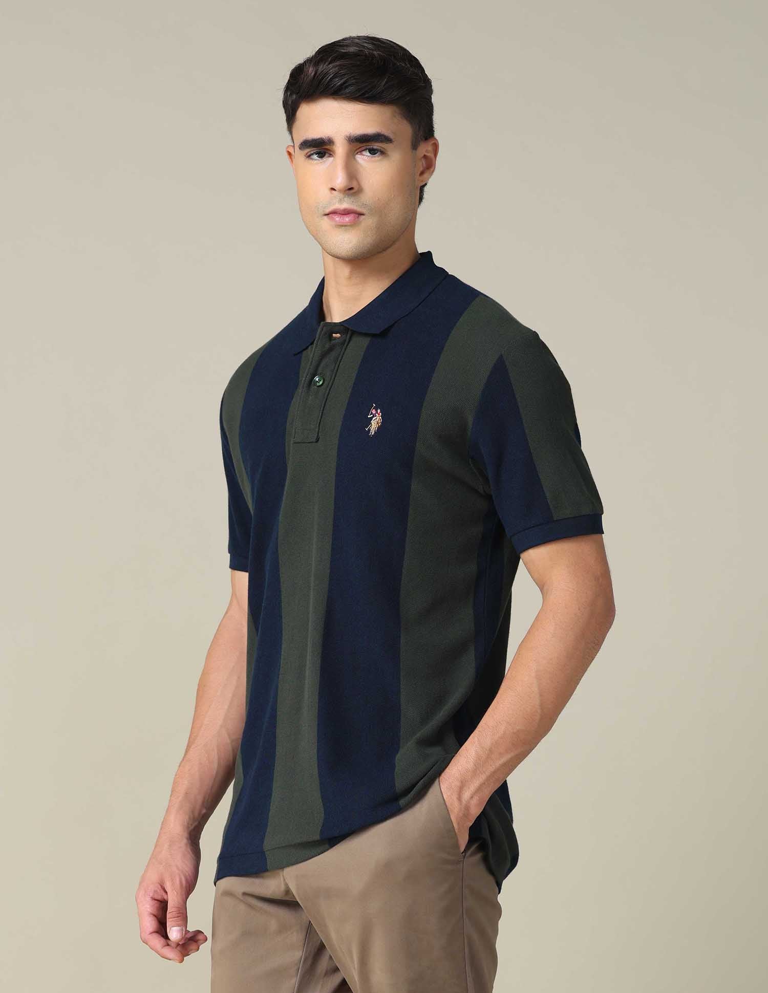 Vertical Striped Muscle Fit Polo Shirt - Image 4