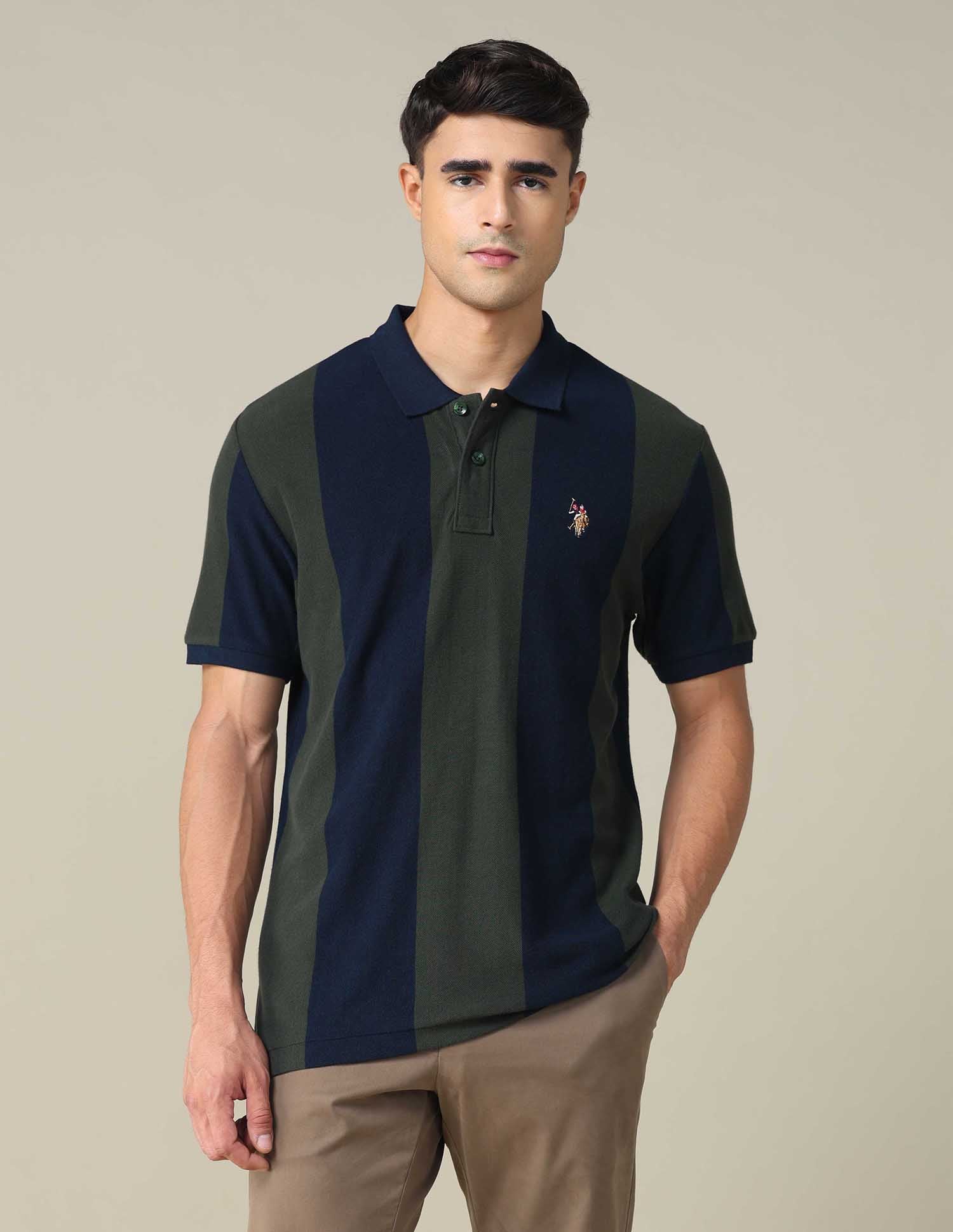 Vertical Striped Muscle Fit Polo Shirt - Image 6