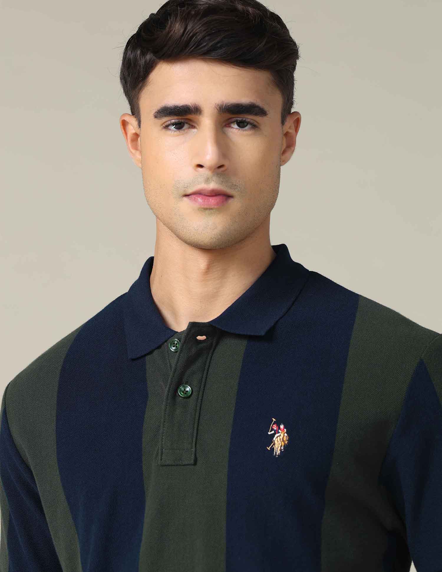 Vertical Striped Muscle Fit Polo Shirt - Image 7
