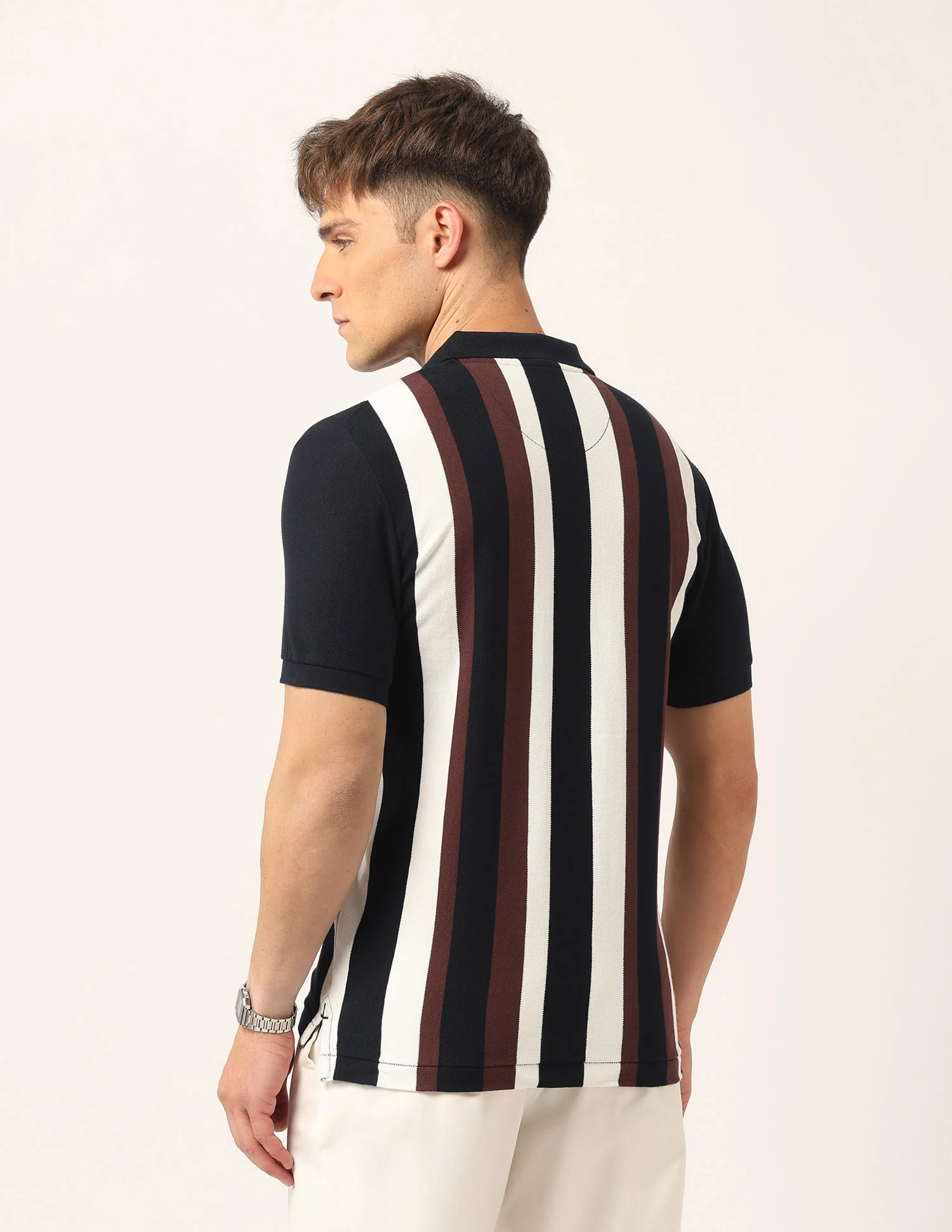 Vertical Striped Muscle Fit Polo Shirt - Image 5