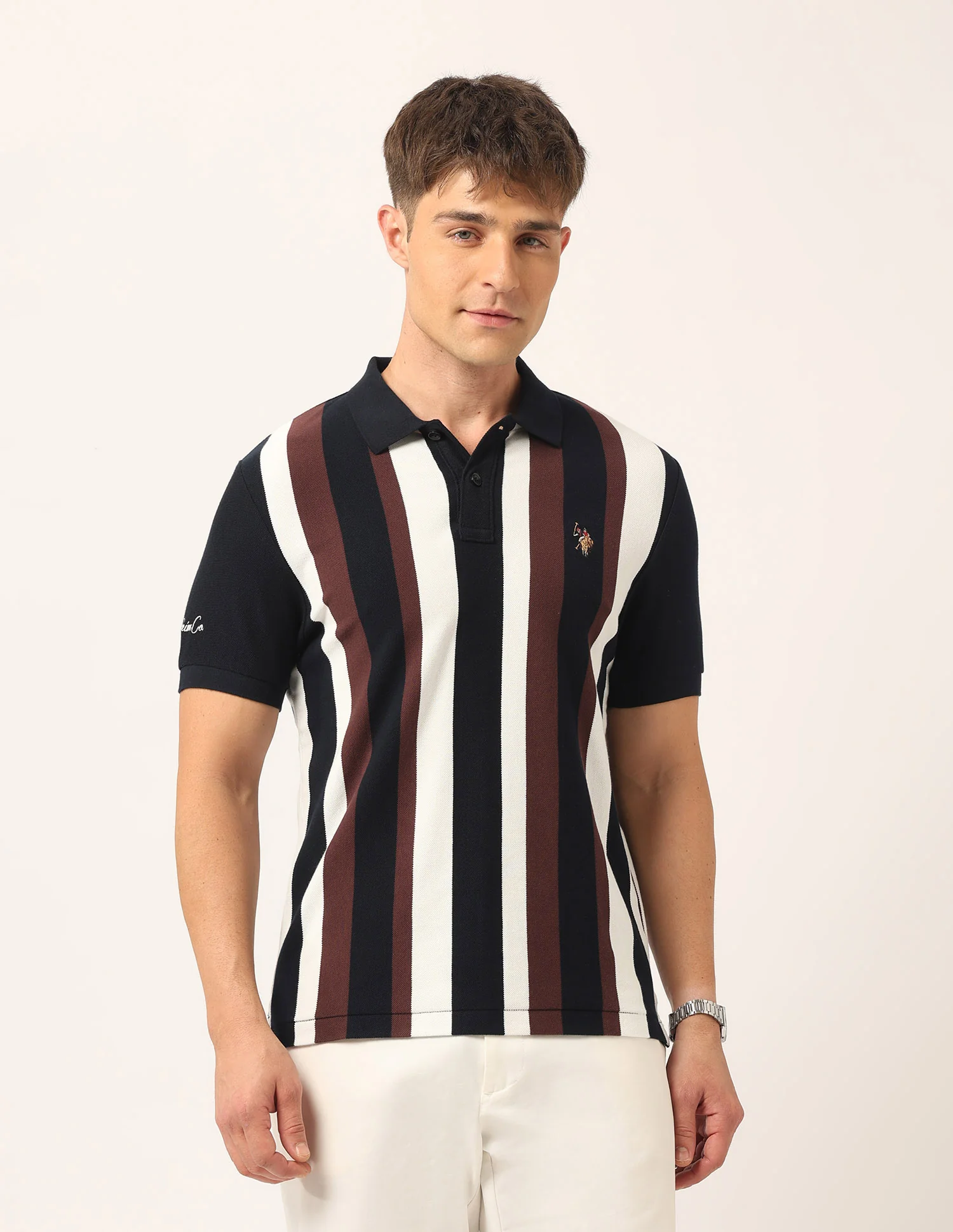 Vertical Striped Muscle Fit Polo Shirt - Image 6