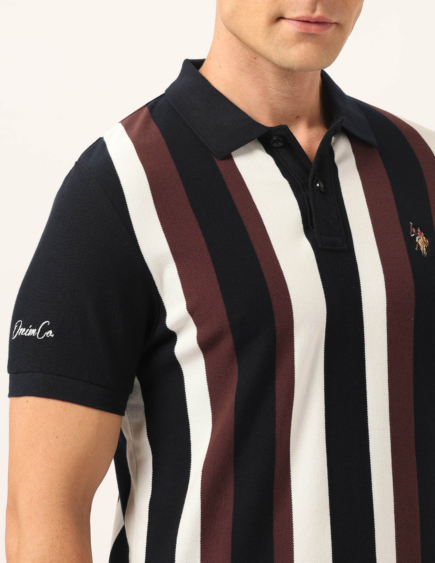 Vertical Striped Muscle Fit Polo Shirt - Image 7
