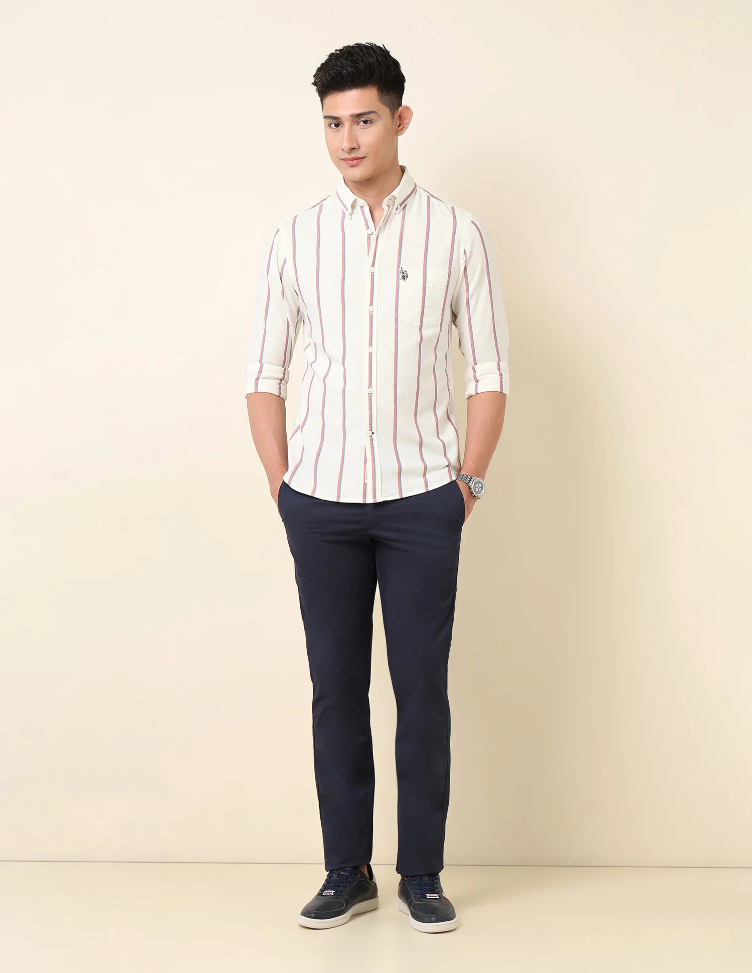 Vertical Striped Oxford Button-Down Shirt - Image 3