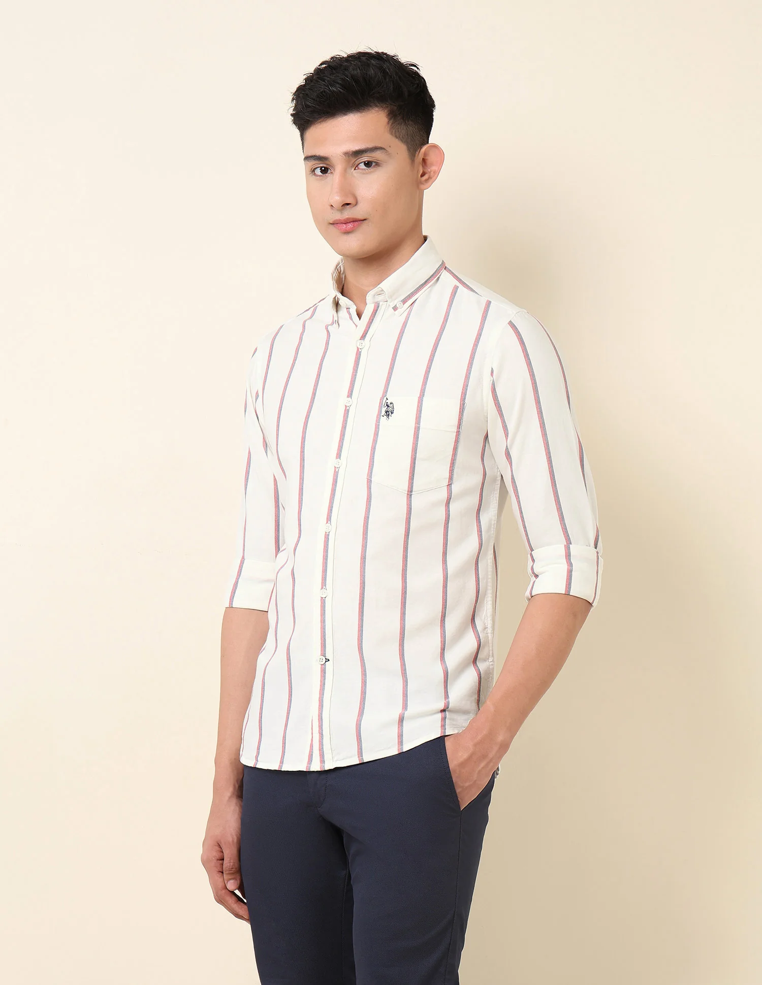 Vertical Striped Oxford Button-Down Shirt - Image 4