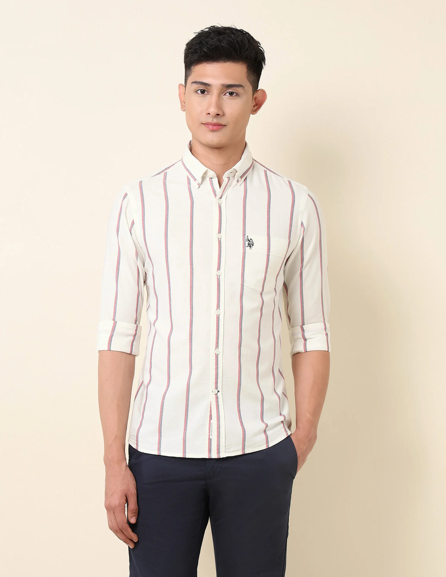 Vertical Striped Oxford Button-Down Shirt - Image 6