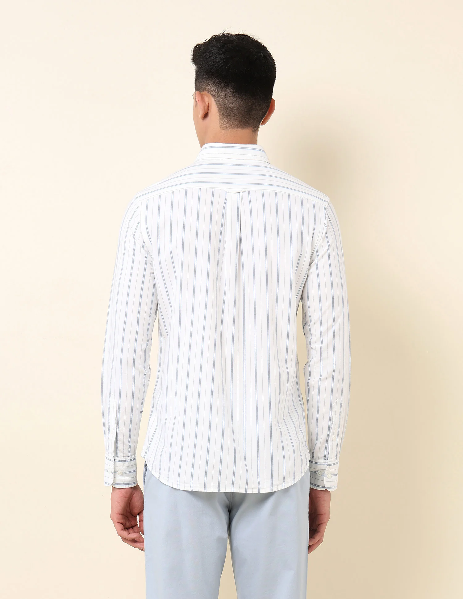 Vertical Striped Oxford Button-Down Shirt - Image 5