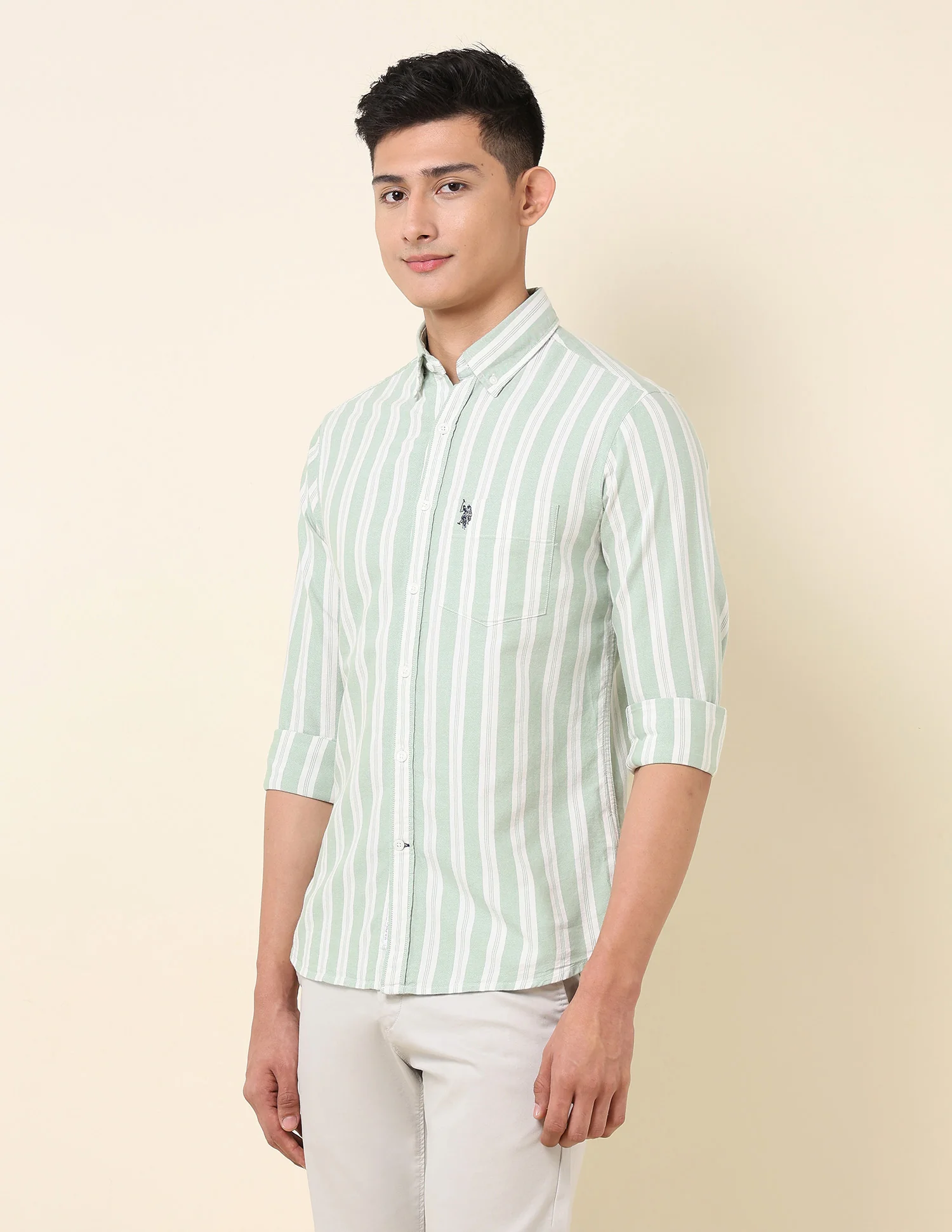 Vertical Striped Oxford Button-Down Shirt - Image 4