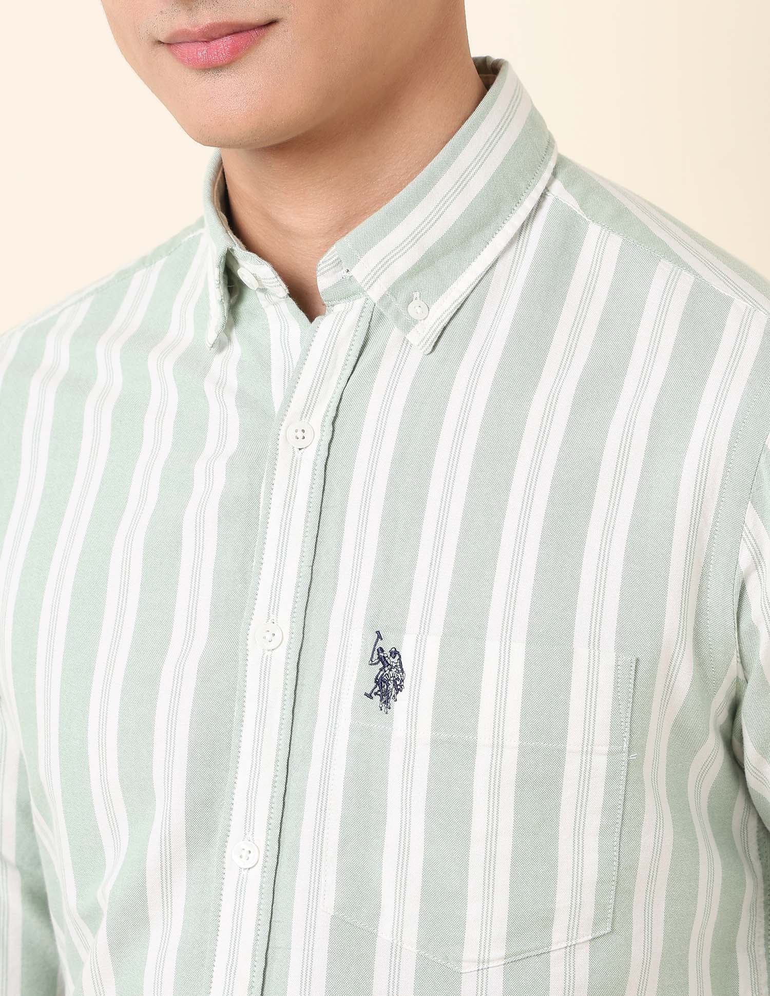 Vertical Striped Oxford Button-Down Shirt - Image 7