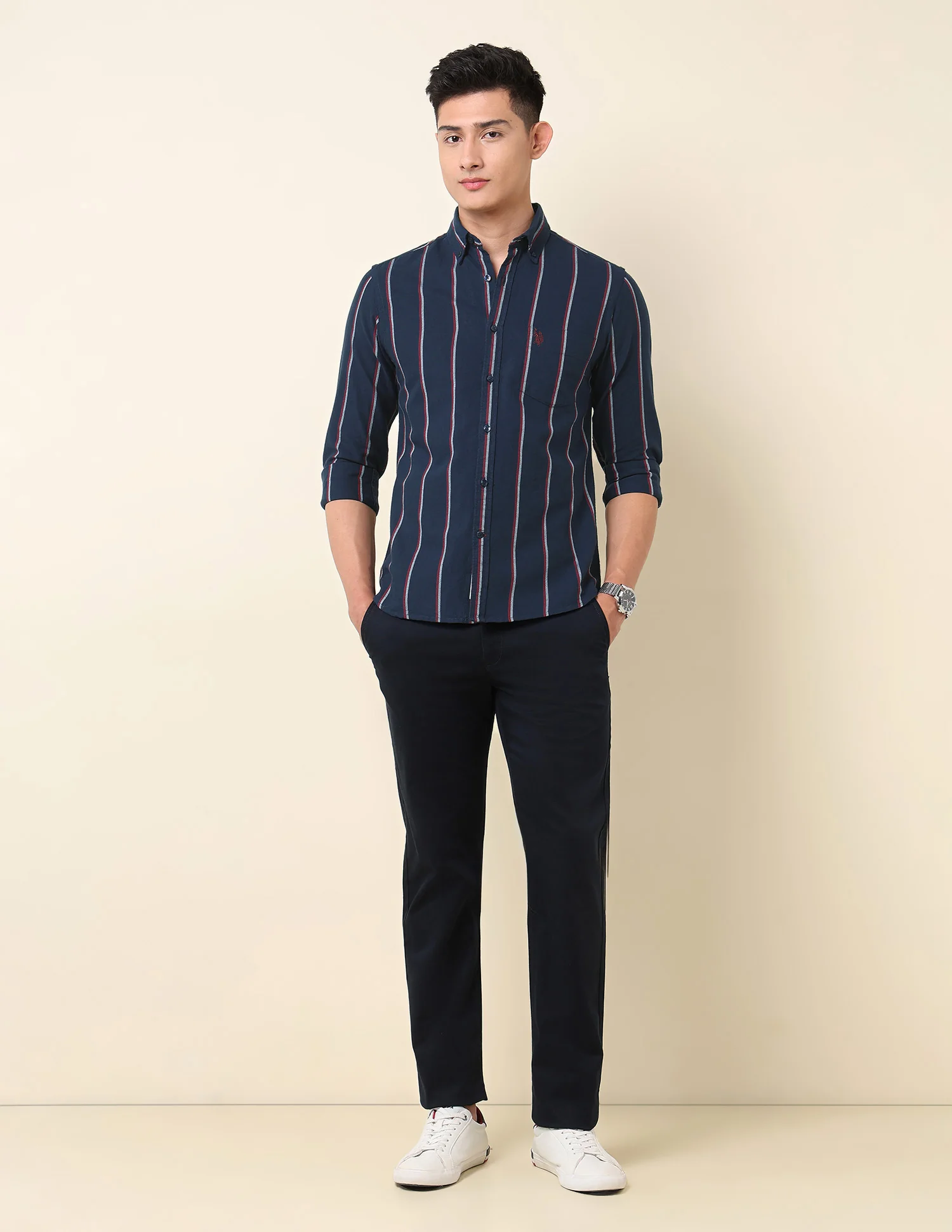 Vertical Striped Oxford Button-Down Shirt - Image 3