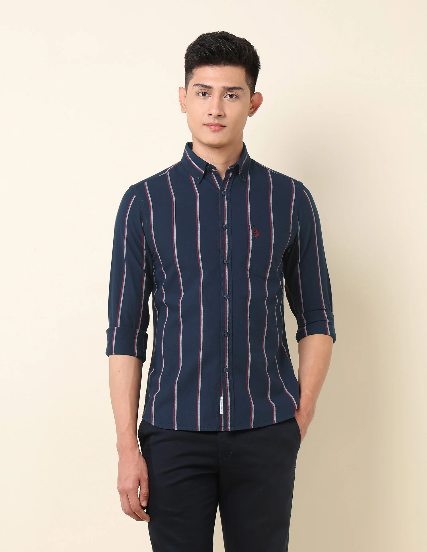 Vertical Striped Oxford Button-Down Shirt - Image 6