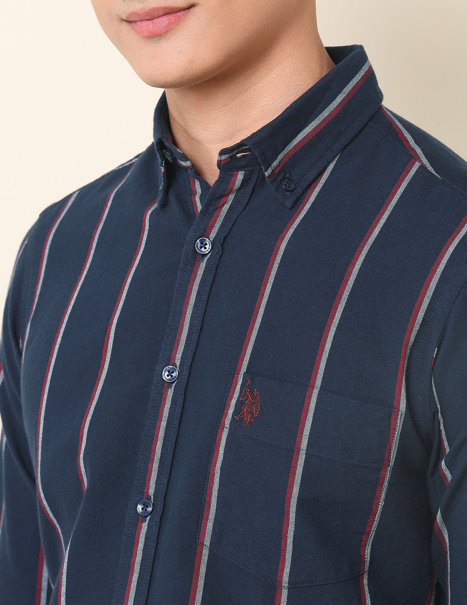 Vertical Striped Oxford Button-Down Shirt - Image 7