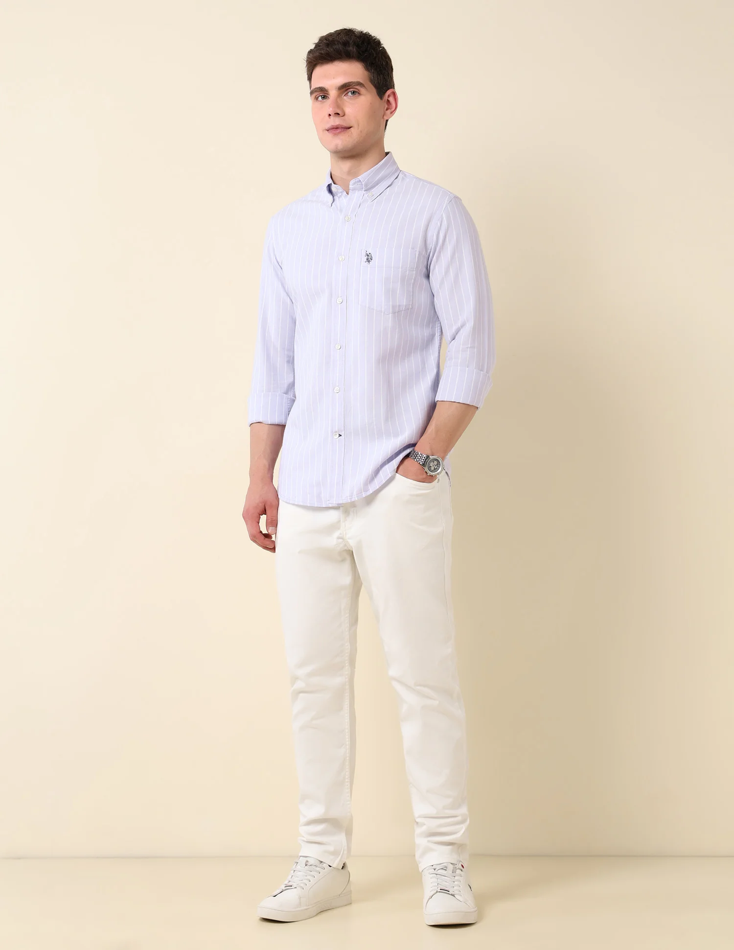 Vertical Striped Oxford Button-Down Shirt - Image 3