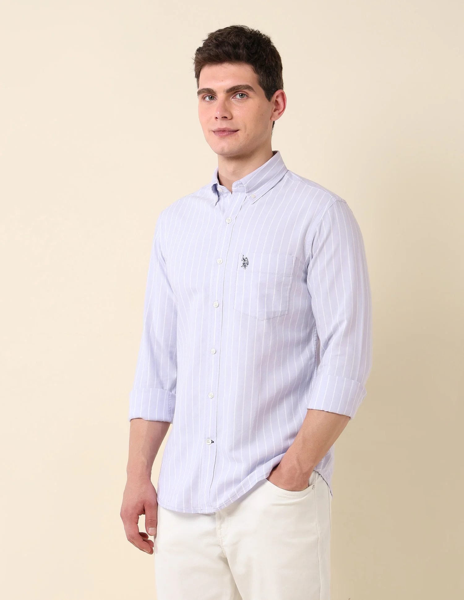 Vertical Striped Oxford Button-Down Shirt - Image 4