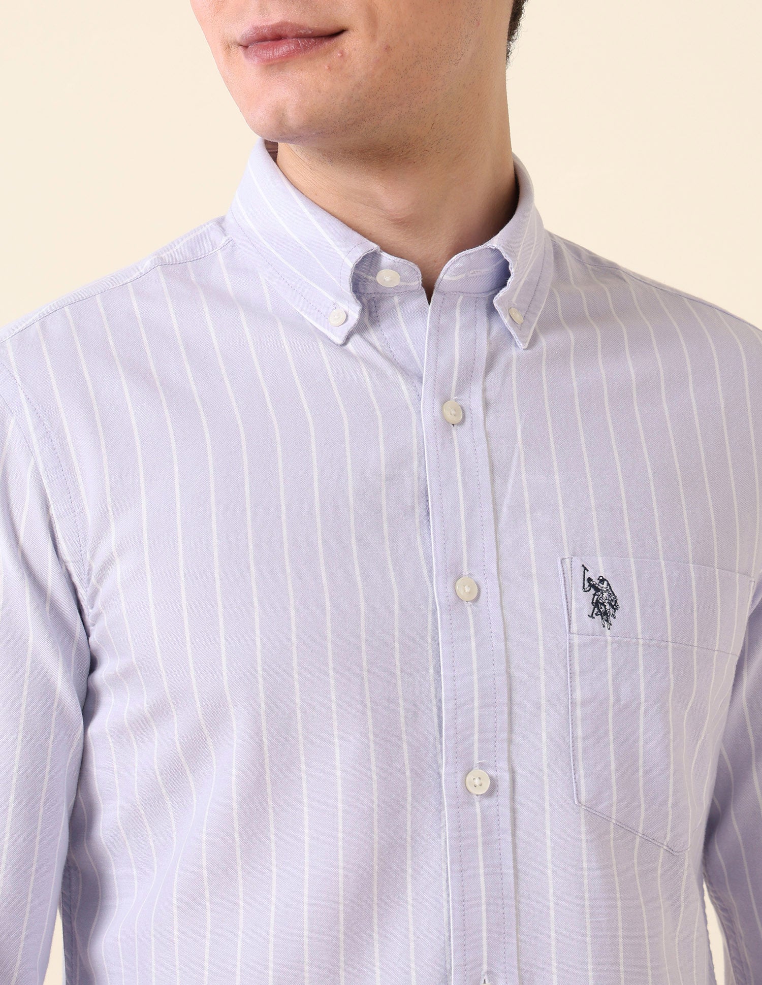 Vertical Striped Oxford Button-Down Shirt - Image 7