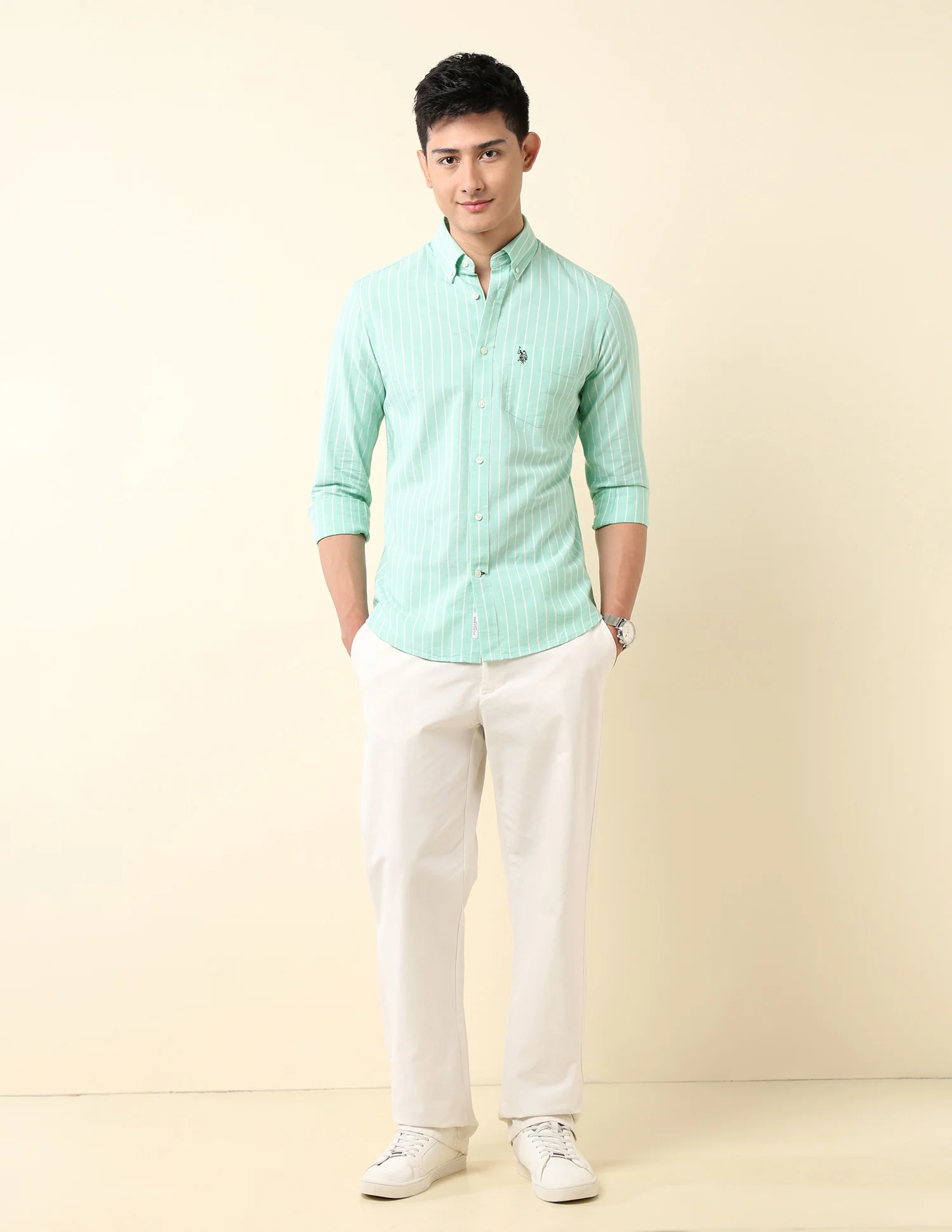 Vertical Striped Oxford Button-Down Shirt - Image 3