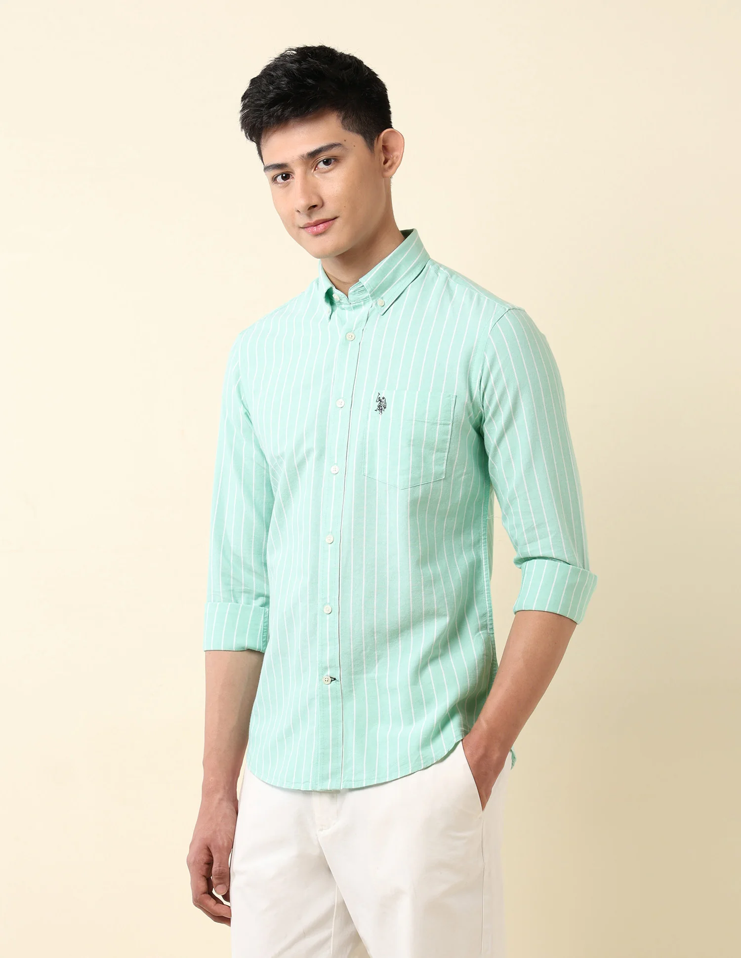 Vertical Striped Oxford Button-Down Shirt - Image 4