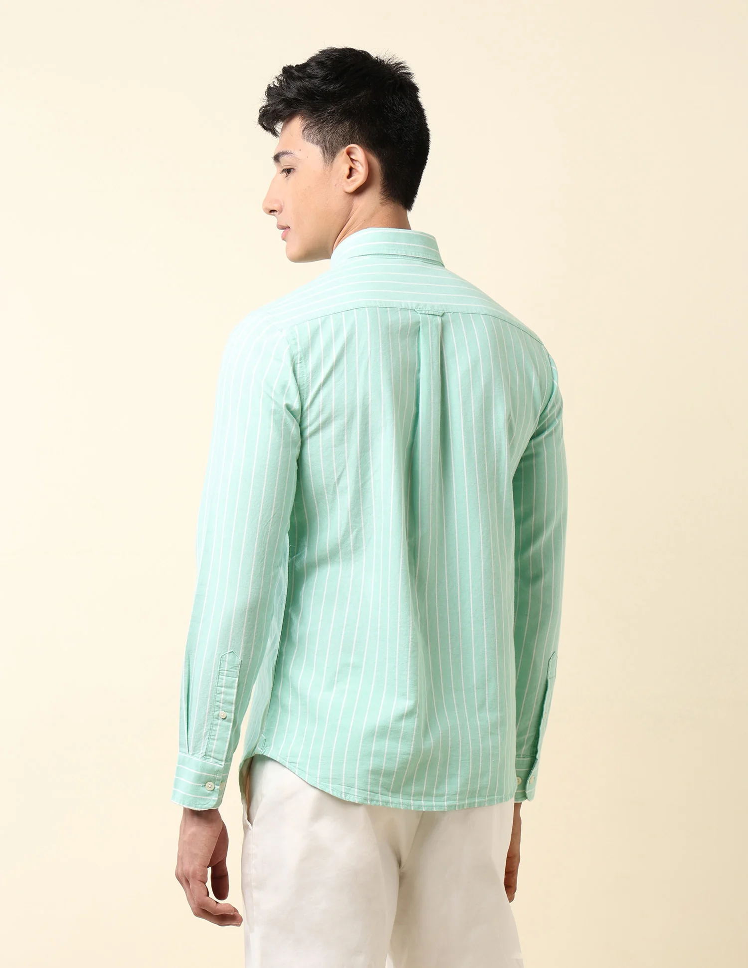 Vertical Striped Oxford Button-Down Shirt - Image 5