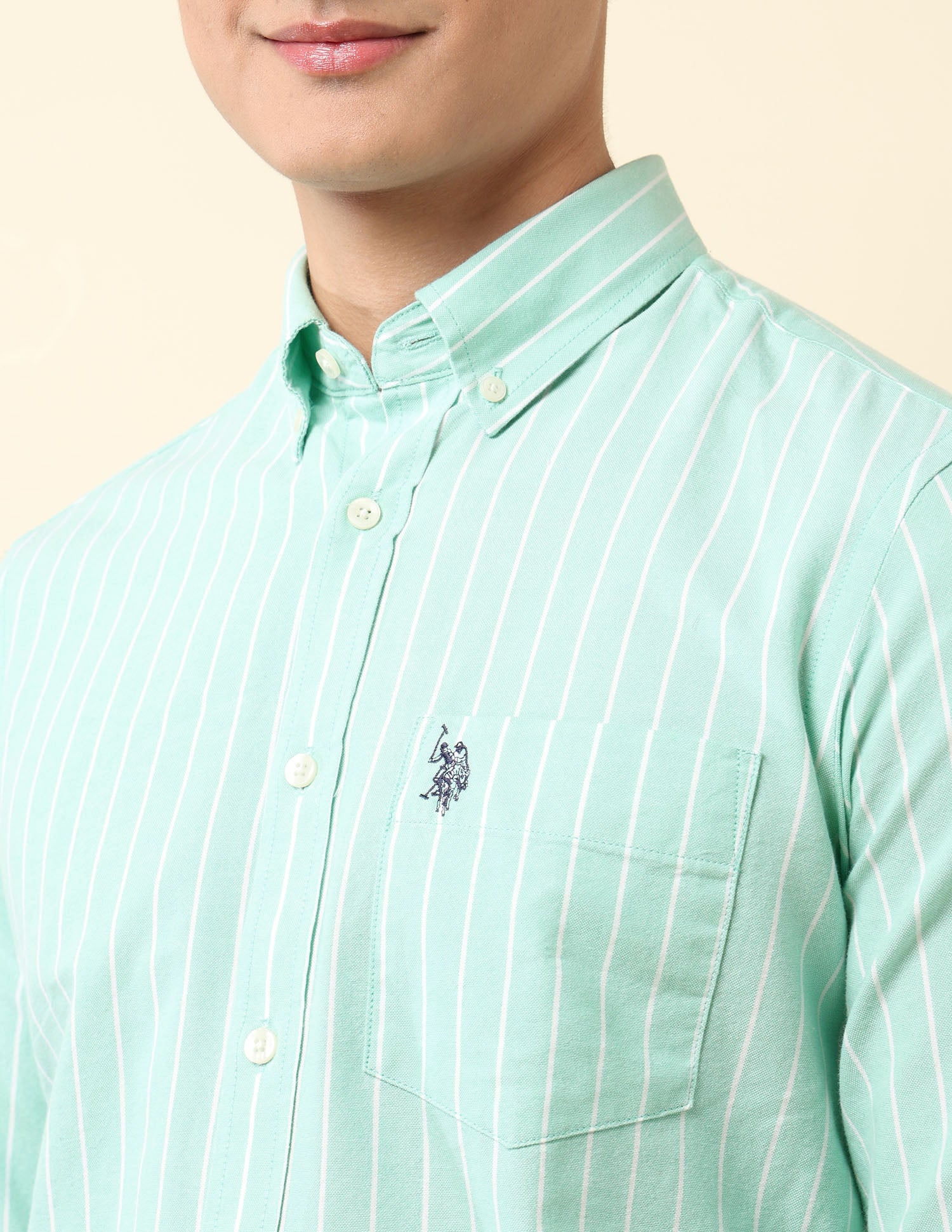 Vertical Striped Oxford Button-Down Shirt - Image 7