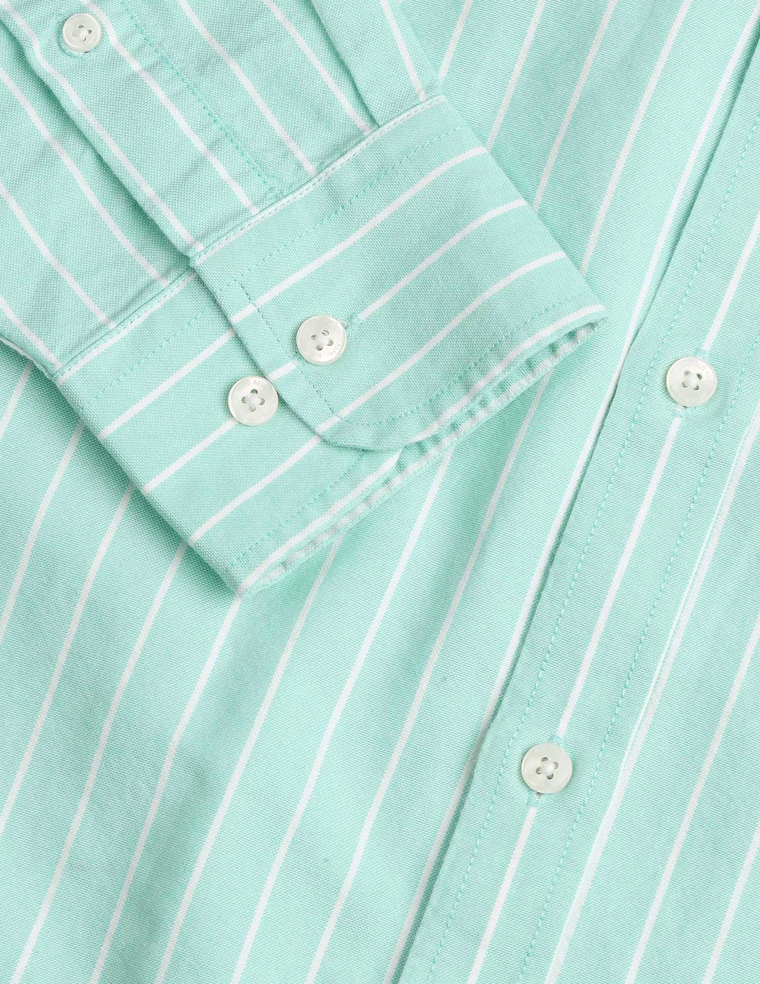 Vertical Striped Oxford Button-Down Shirt - Image 8