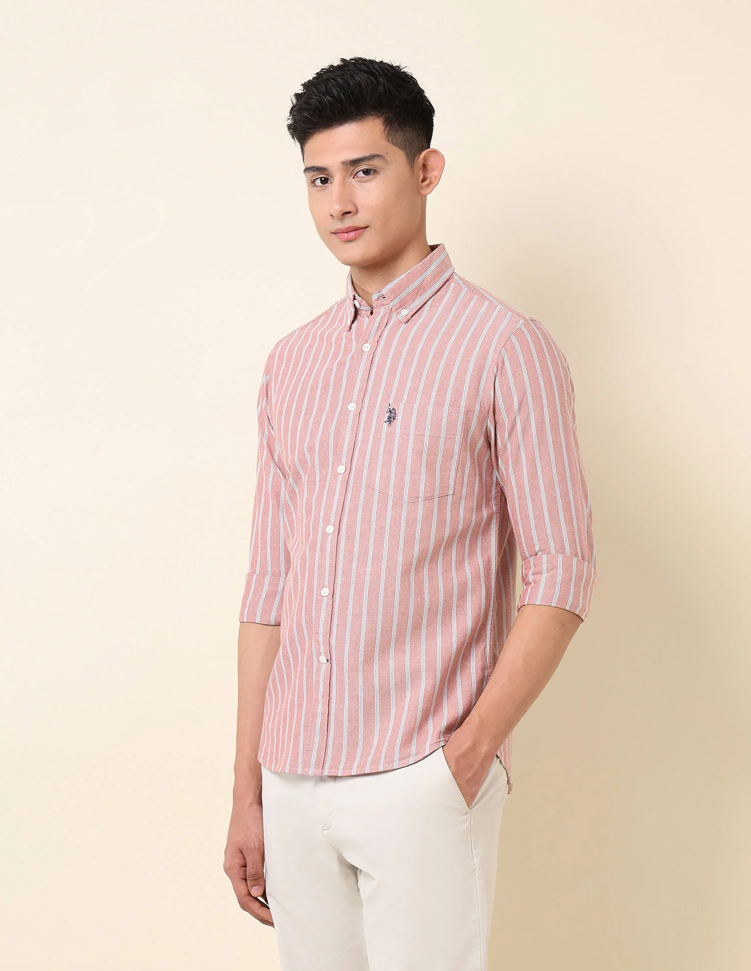 Vertical Striped Oxford Button-Down Shirt - Image 4