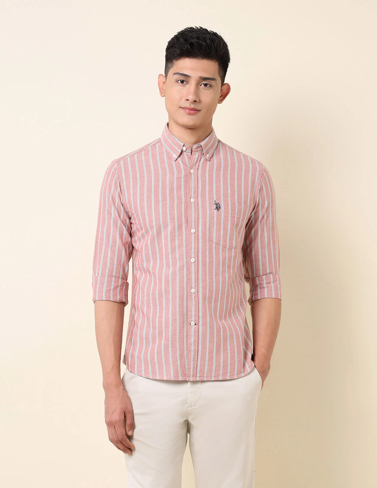Vertical Striped Oxford Button-Down Shirt - Image 6