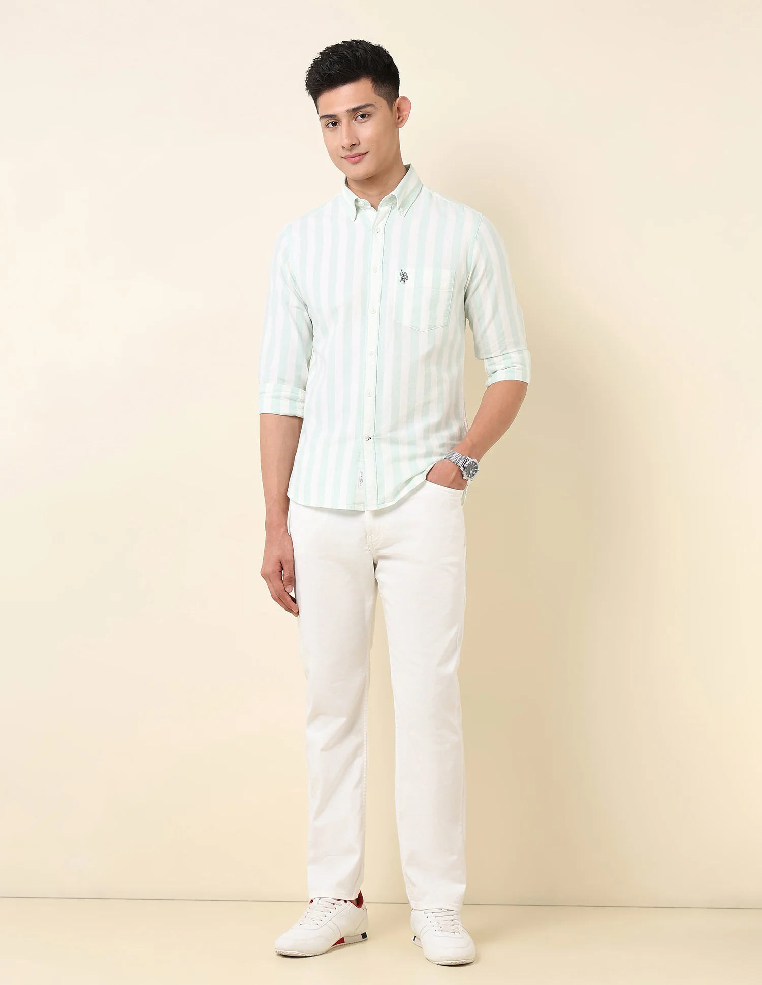 Vertical Striped Oxford Button-Down Shirt - Image 3